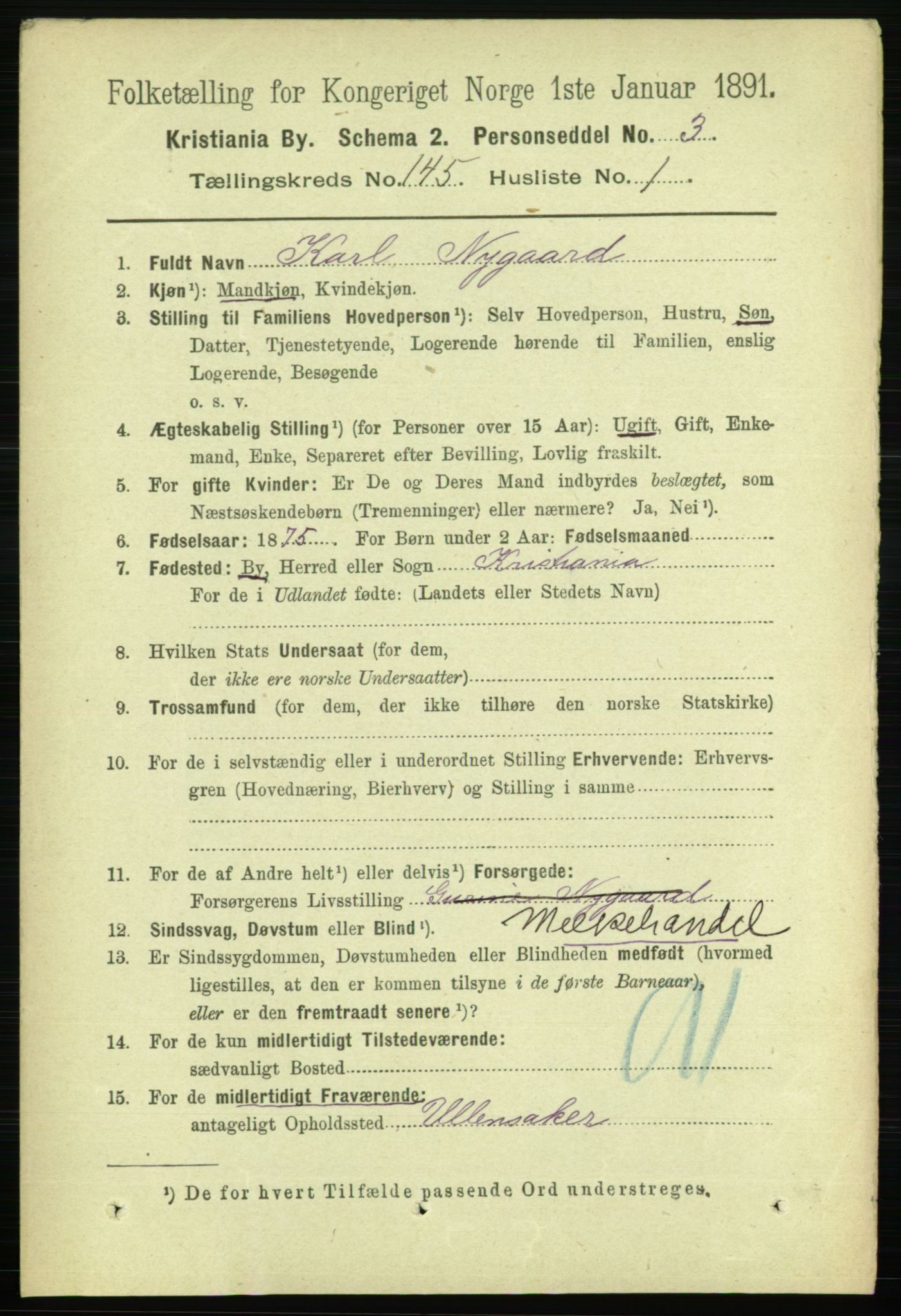 RA, 1891 census for 0301 Kristiania, 1891, p. 79385