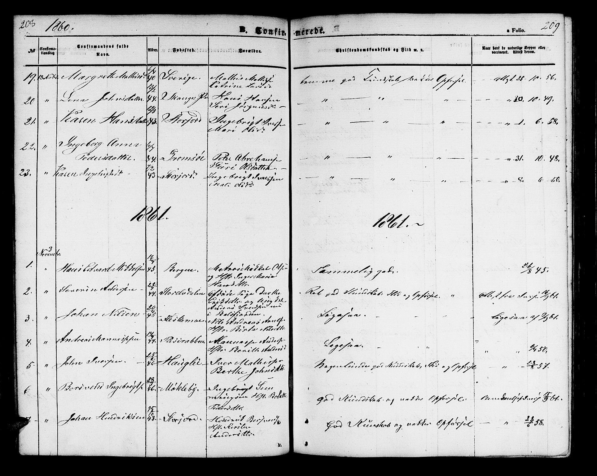 Målselv sokneprestembete, AV/SATØ-S-1311/G/Ga/Gab/L0001klokker: Parish register (copy) no. 1, 1856-1866, p. 208-209
