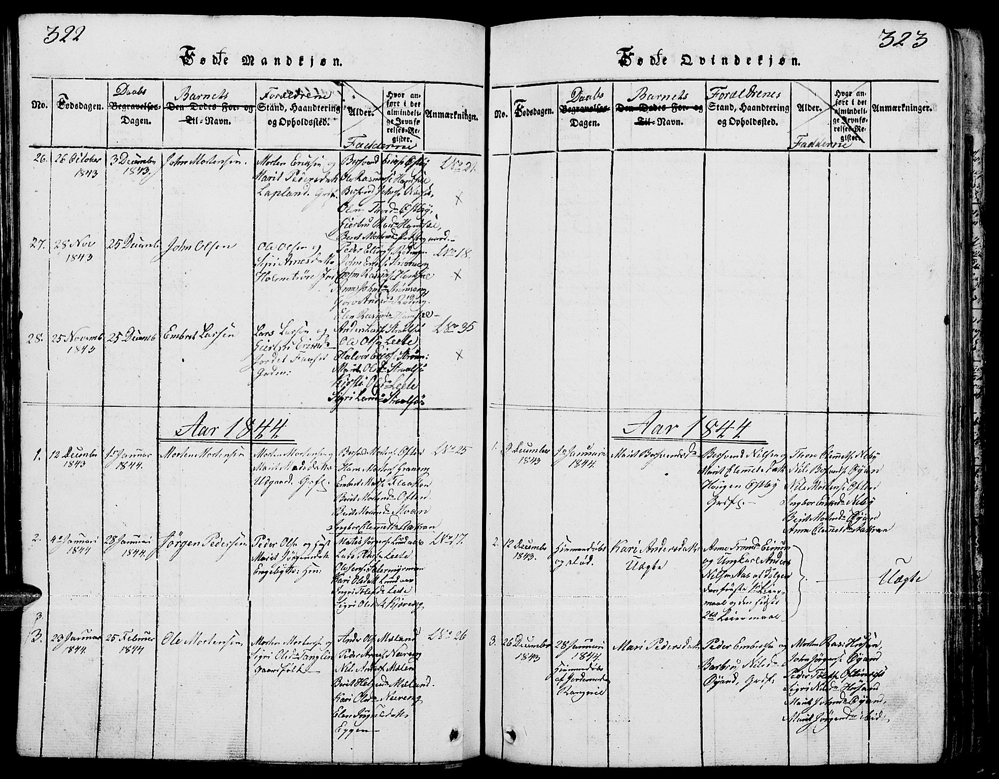 Tynset prestekontor, AV/SAH-PREST-058/H/Ha/Hab/L0001: Parish register (copy) no. 1, 1814-1859, p. 322-323