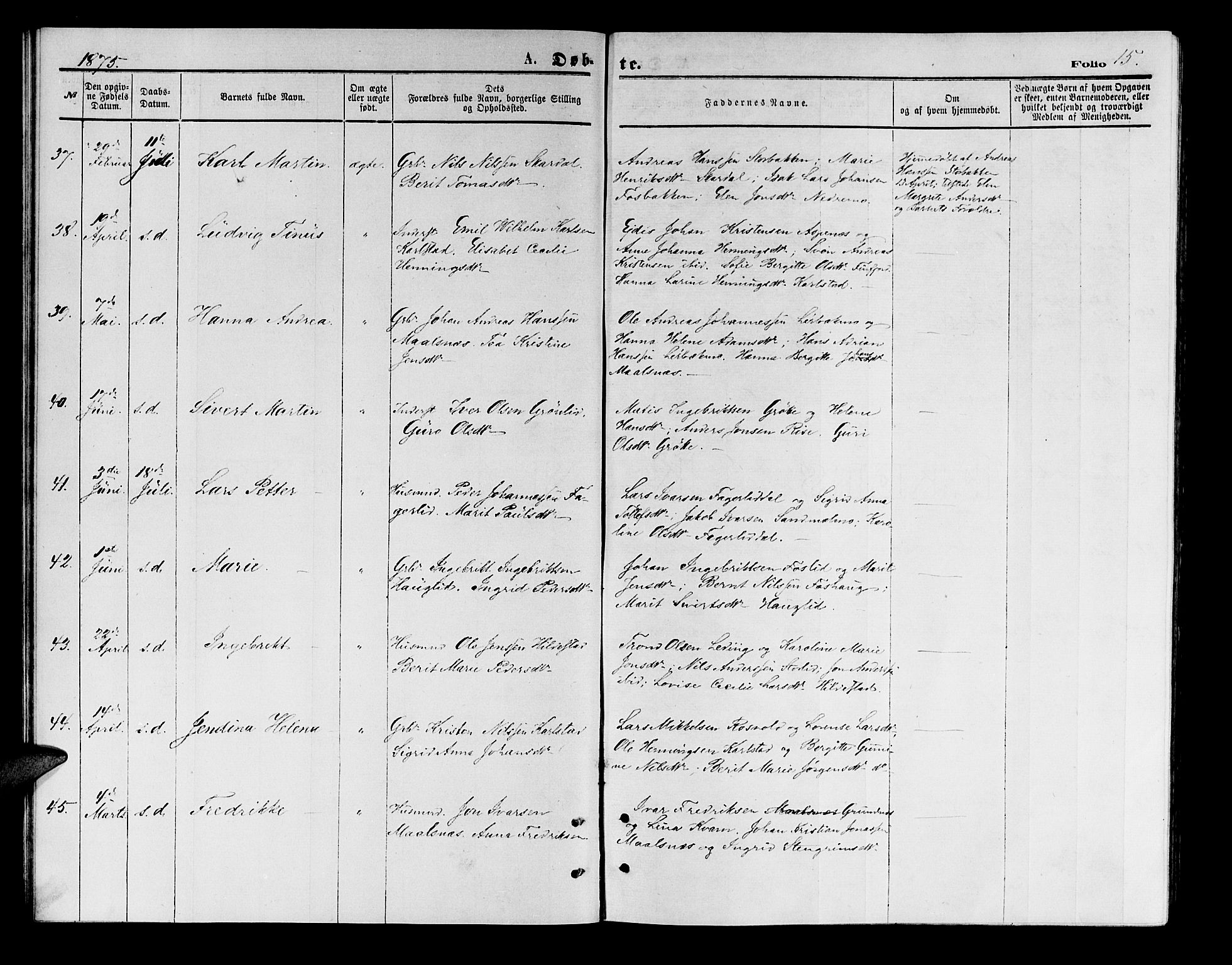 Målselv sokneprestembete, AV/SATØ-S-1311/G/Ga/Gab/L0003klokker: Parish register (copy) no. 3, 1874-1885, p. 15