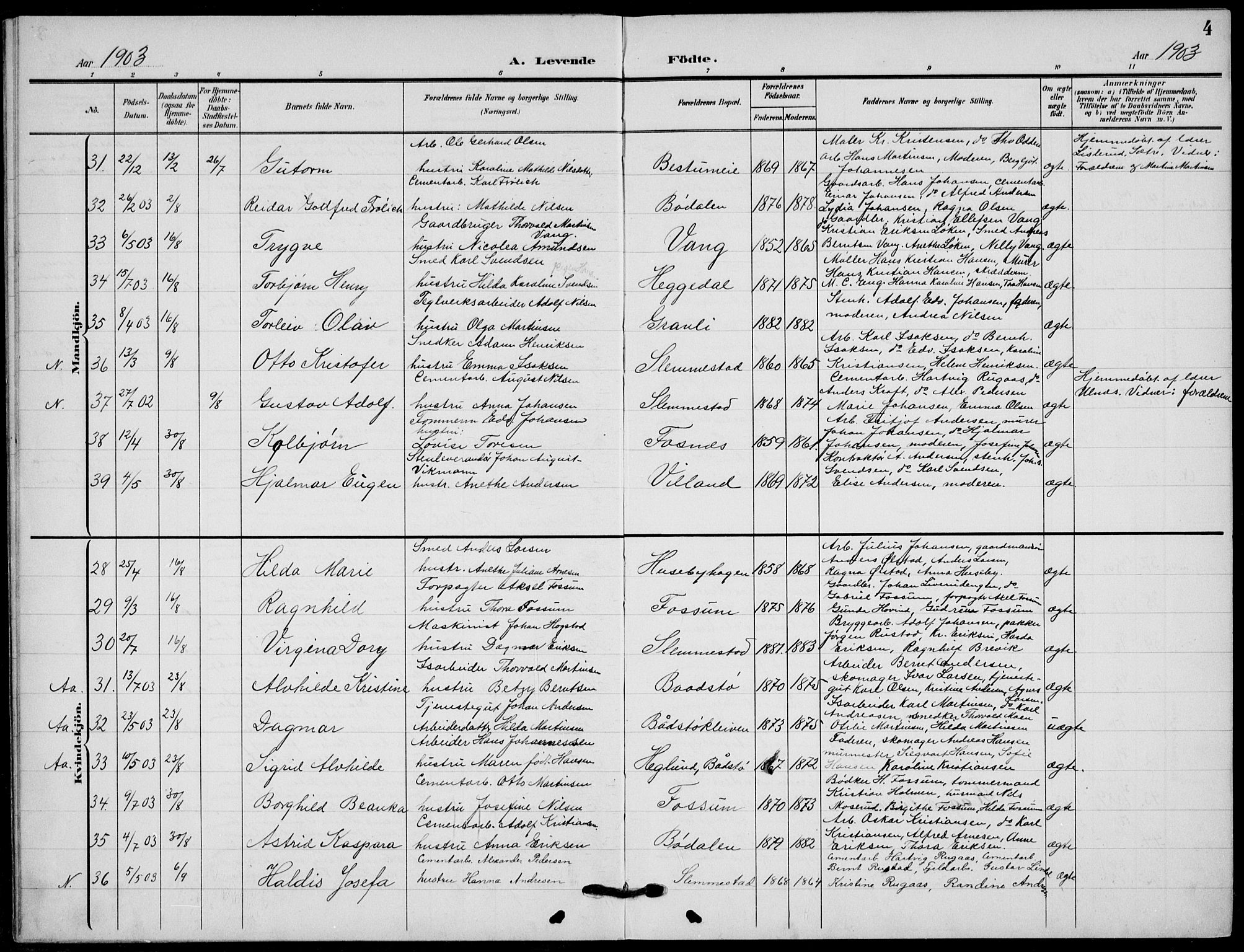 Røyken kirkebøker, AV/SAKO-A-241/G/Ga/L0005: Parish register (copy) no. 5, 1903-1918, p. 4