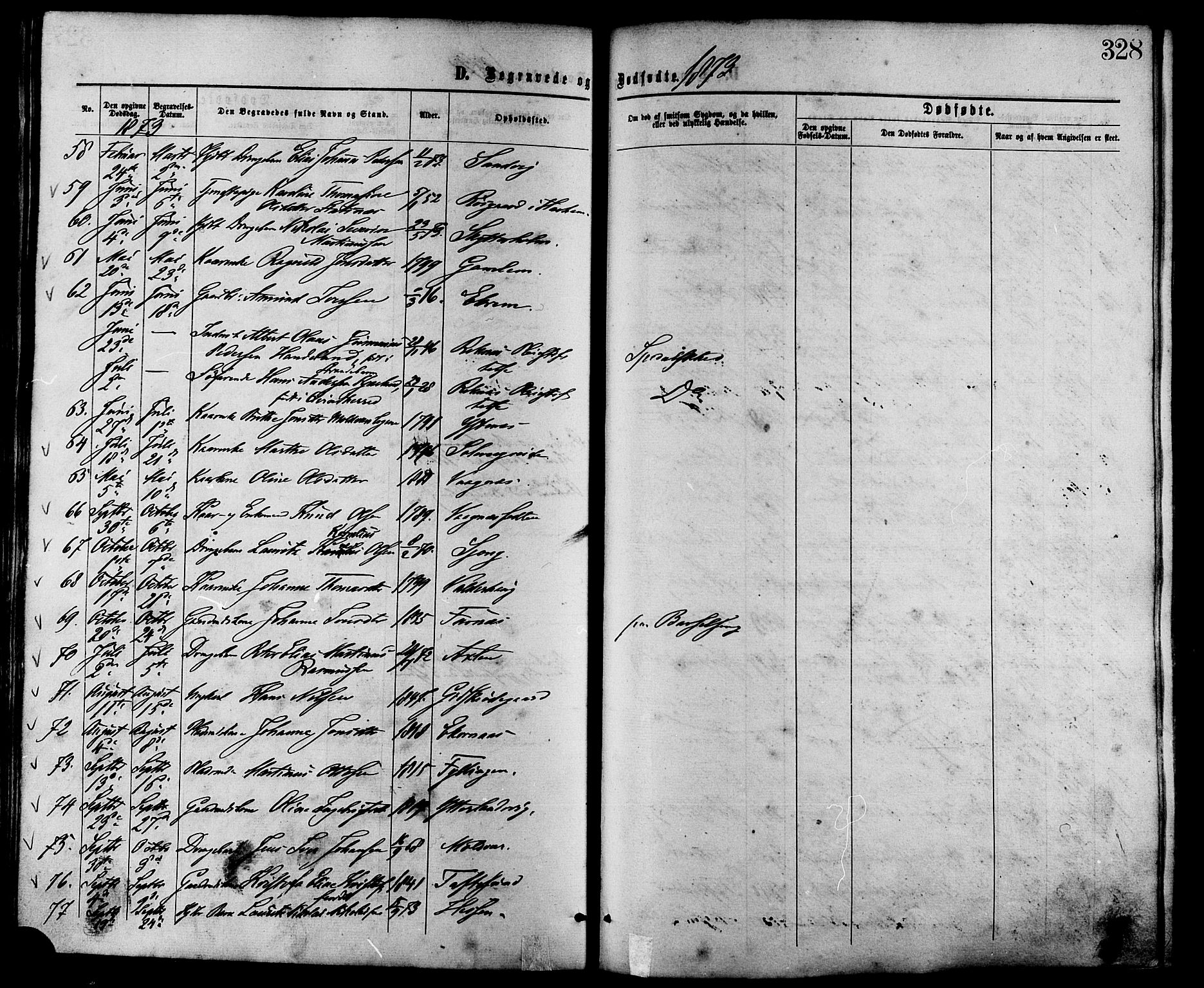 Ministerialprotokoller, klokkerbøker og fødselsregistre - Møre og Romsdal, AV/SAT-A-1454/528/L0399: Parish register (official) no. 528A10, 1864-1879, p. 328