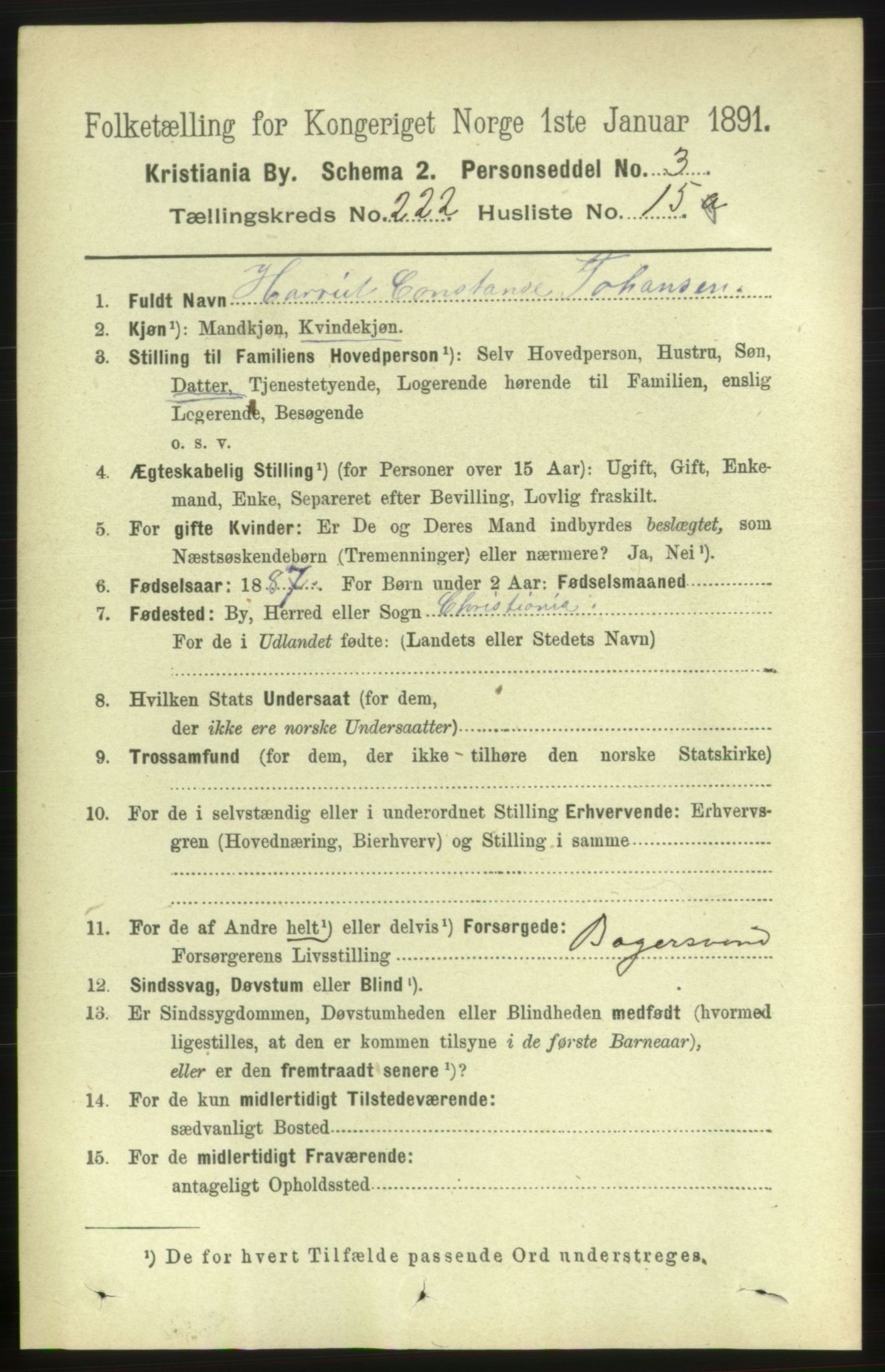 RA, 1891 census for 0301 Kristiania, 1891, p. 133610