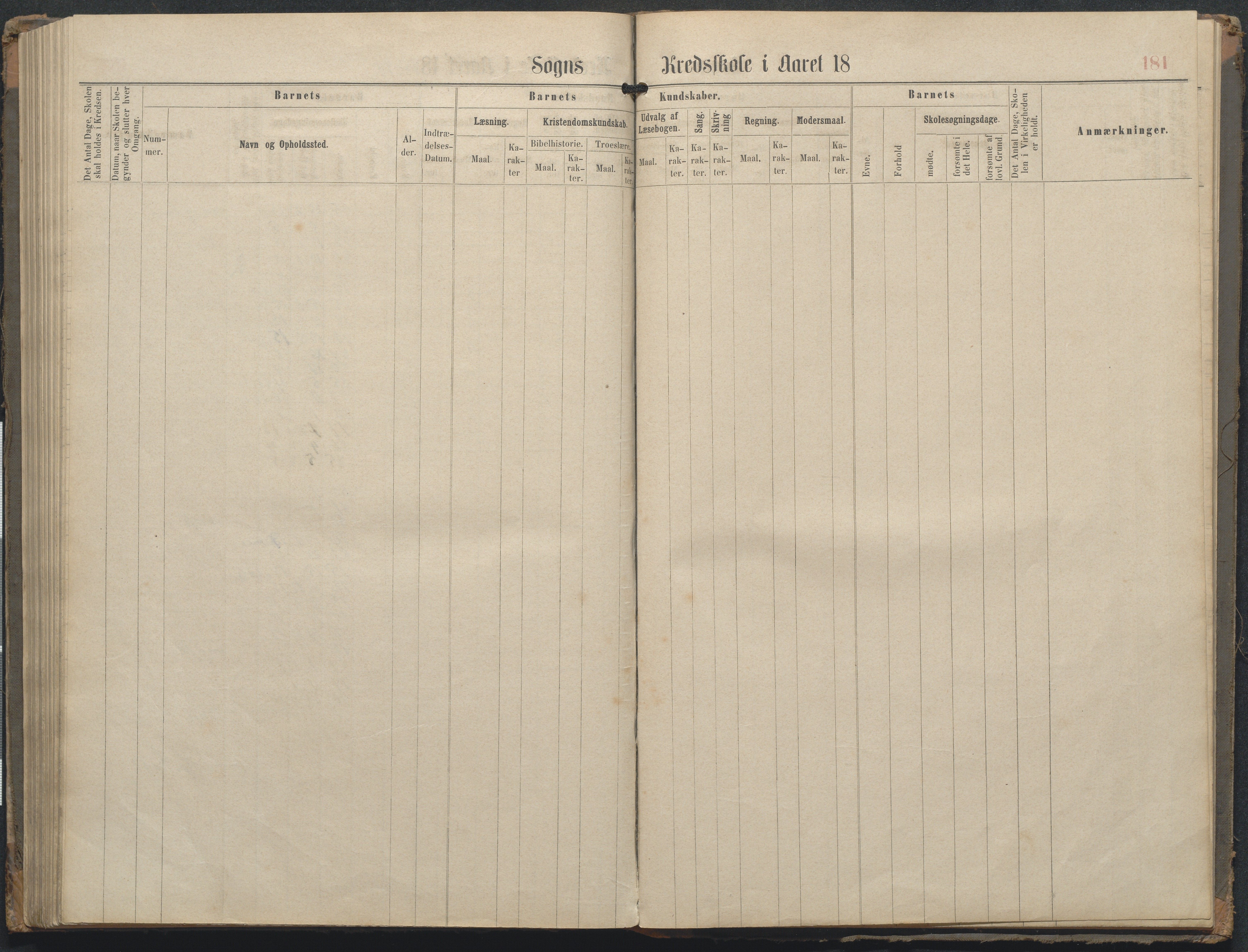 Øyestad kommune frem til 1979, AAKS/KA0920-PK/06/06L/L0002: Skoleprotokoll, 1863-1899, p. 181