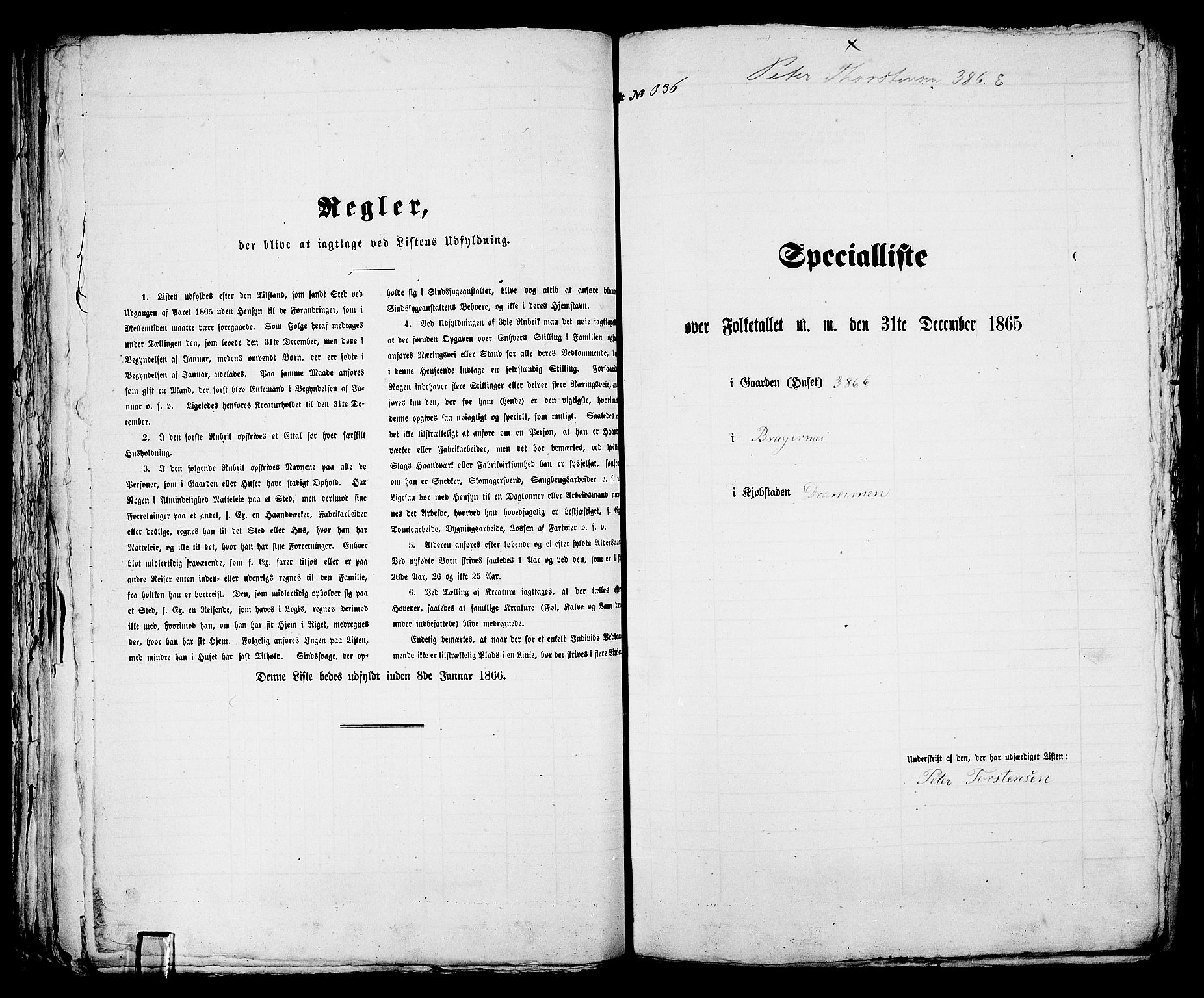 RA, 1865 census for Bragernes in Drammen, 1865, p. 705