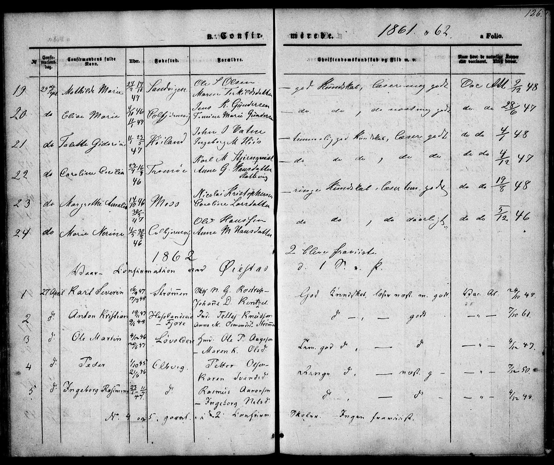 Hisøy sokneprestkontor, SAK/1111-0020/F/Fa/L0001: Parish register (official) no. A 1, 1849-1871, p. 126