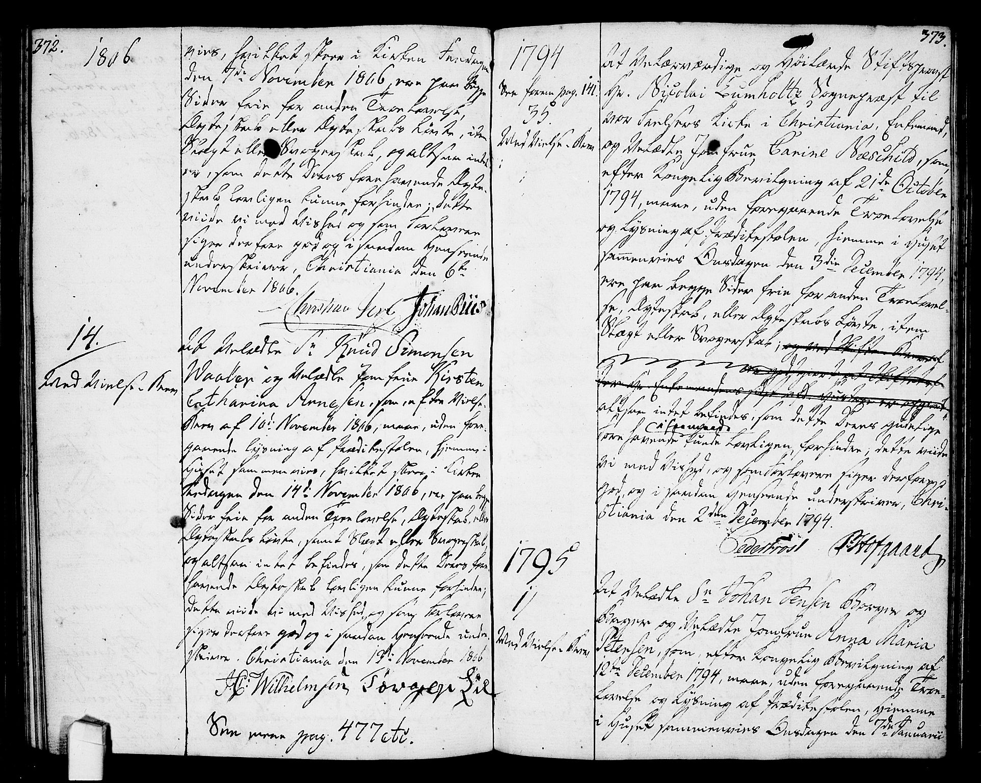 Oslo domkirke Kirkebøker, SAO/A-10752/L/La/L0010: Best man's statements no. 10, 1789-1807, p. 372-373