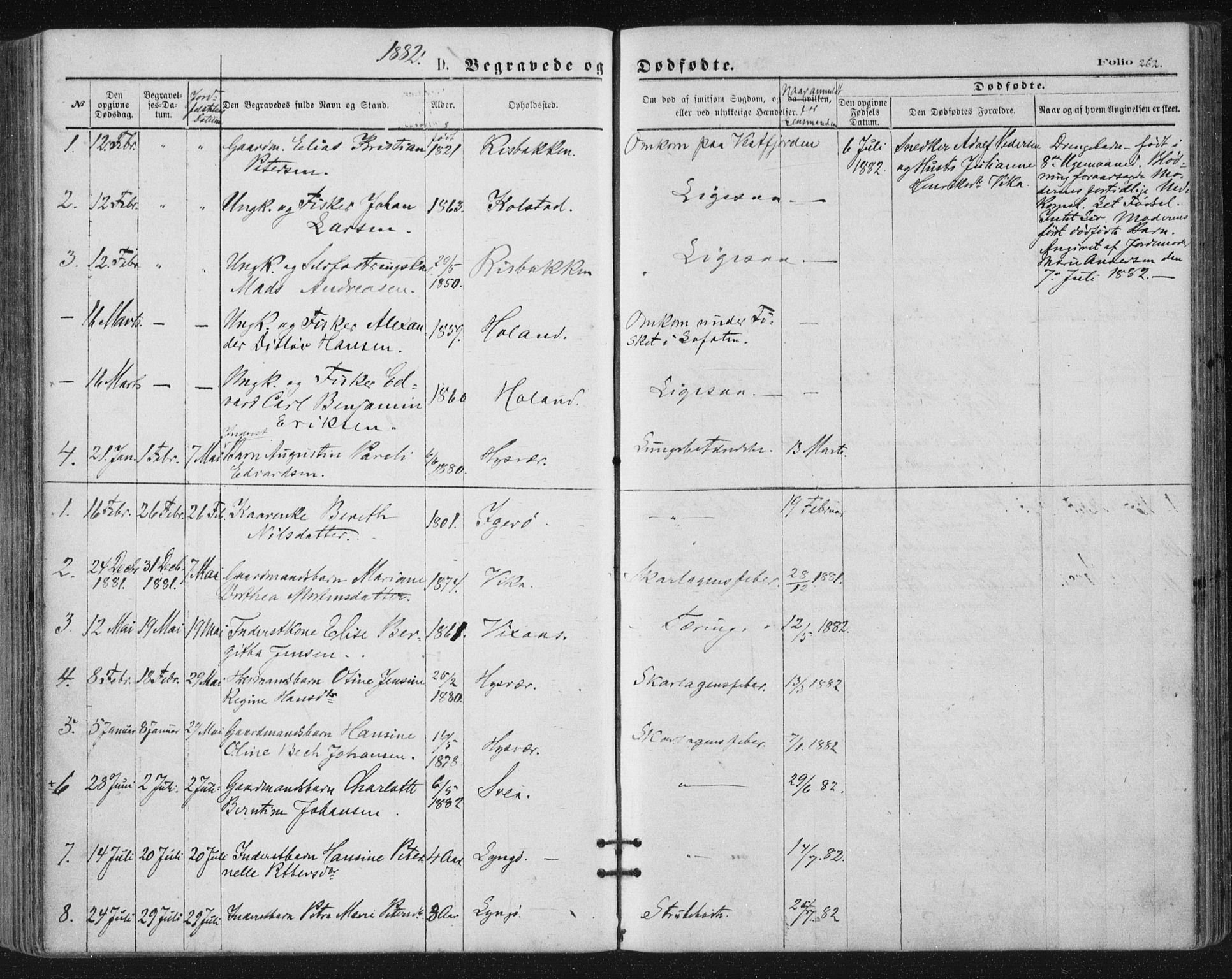 Ministerialprotokoller, klokkerbøker og fødselsregistre - Nordland, SAT/A-1459/816/L0241: Parish register (official) no. 816A07, 1870-1885, p. 262