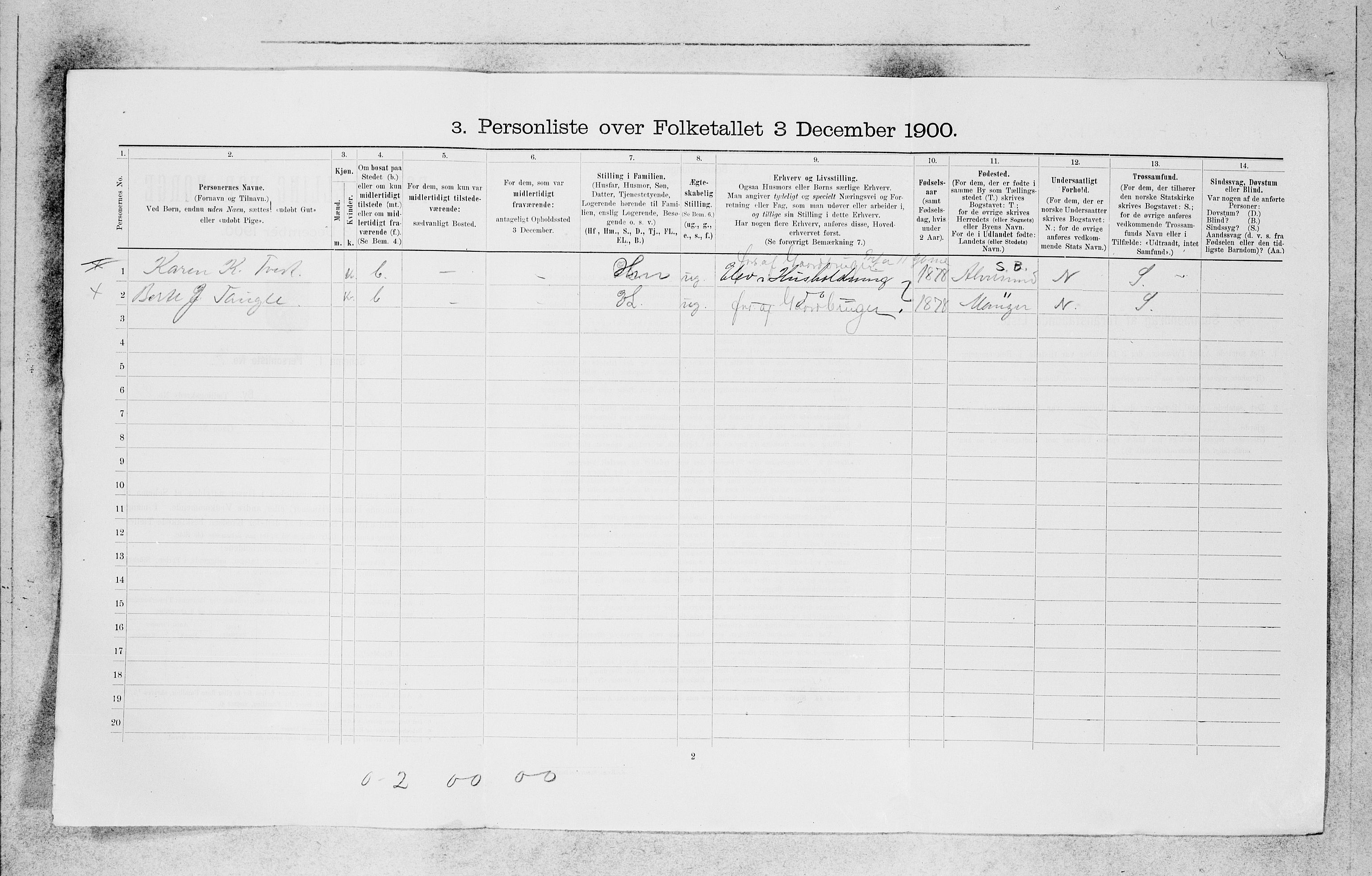 SAB, 1900 census for Bergen, 1900, p. 20715