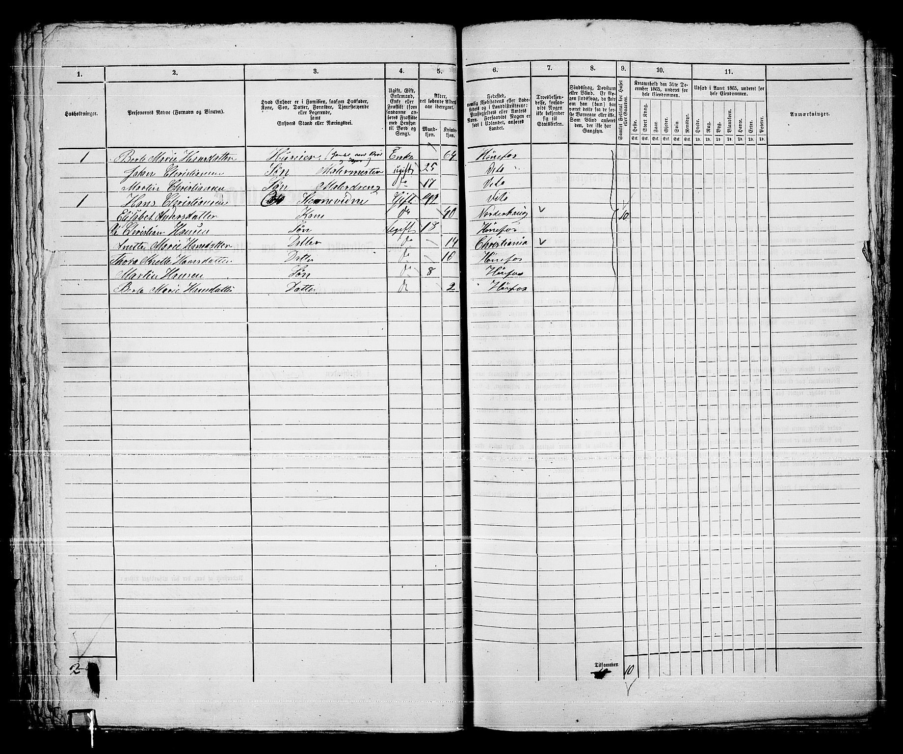 RA, 1865 census for Norderhov/Hønefoss, 1865, p. 81