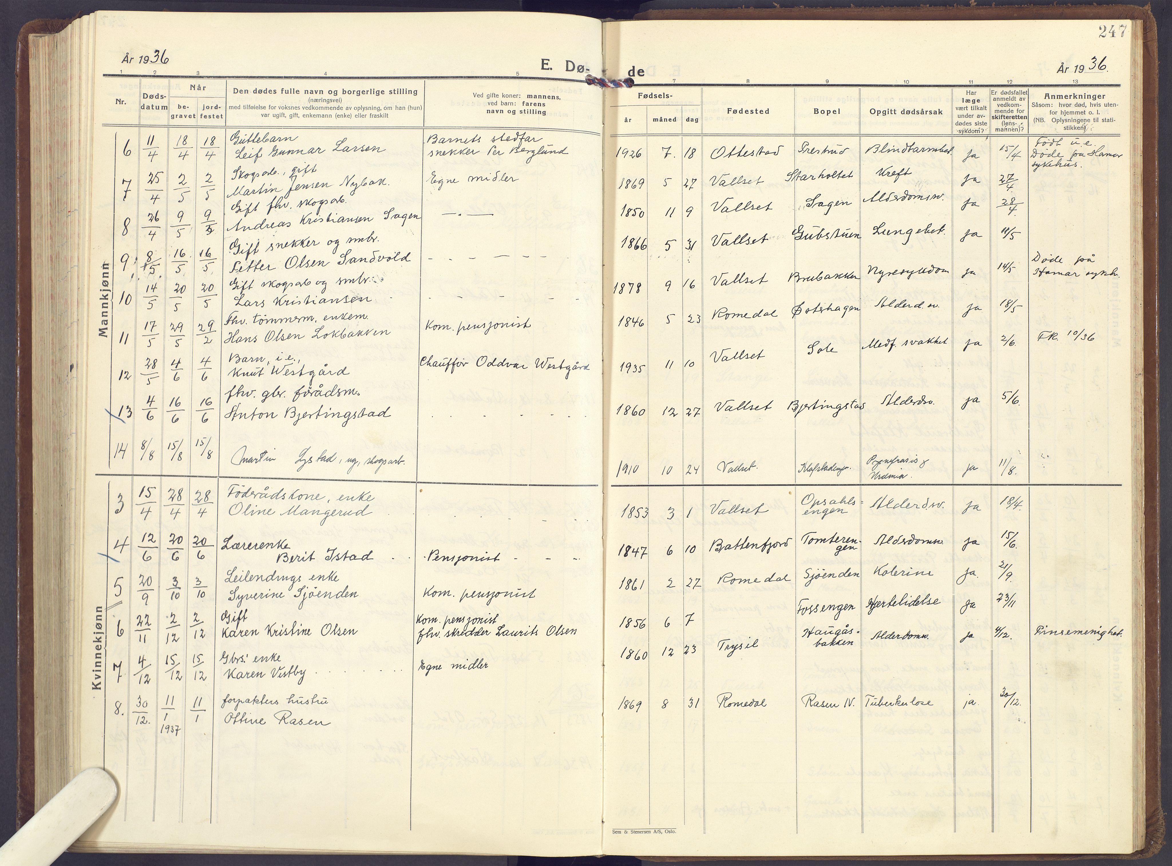 Romedal prestekontor, AV/SAH-PREST-004/K/L0013: Parish register (official) no. 13, 1930-1949, p. 247