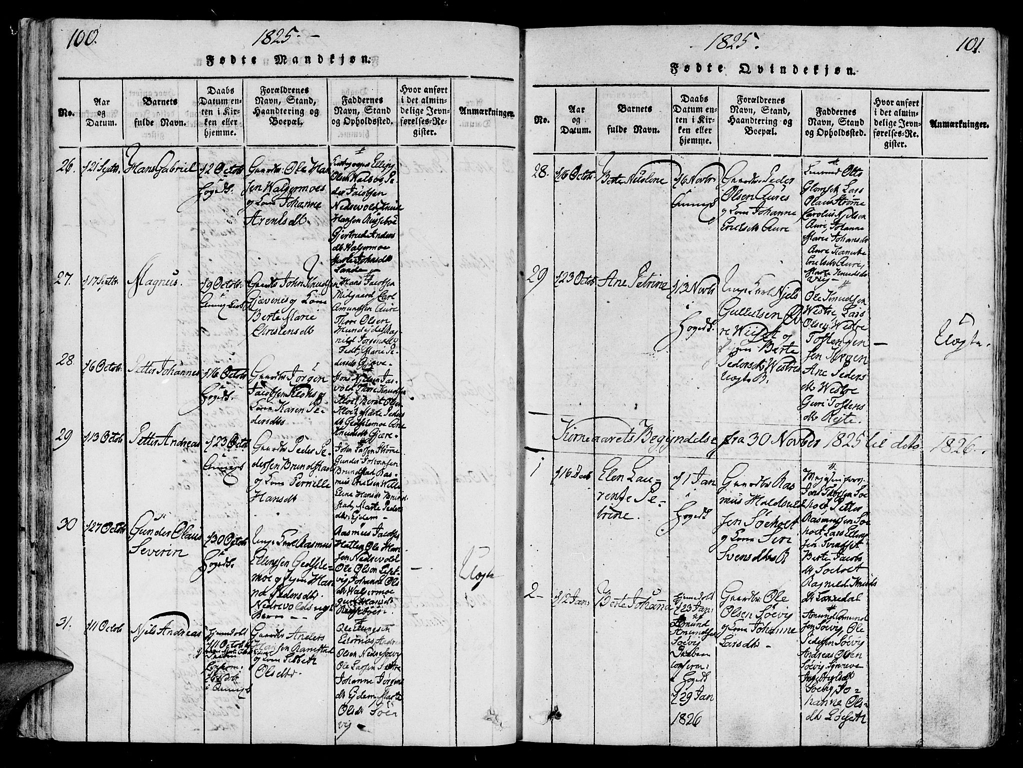Ministerialprotokoller, klokkerbøker og fødselsregistre - Møre og Romsdal, SAT/A-1454/522/L0310: Parish register (official) no. 522A05, 1816-1832, p. 100-101