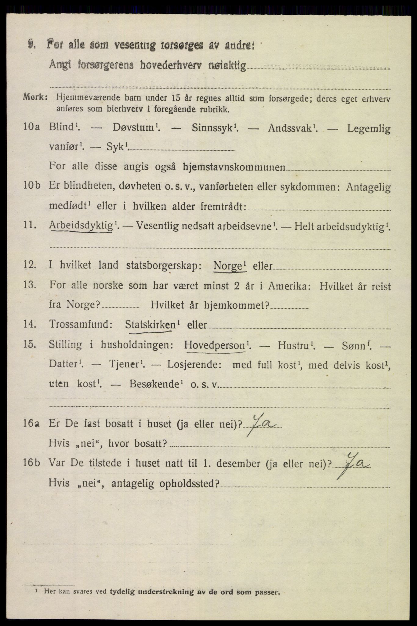 SAH, 1920 census for Vestre Slidre, 1920, p. 1617