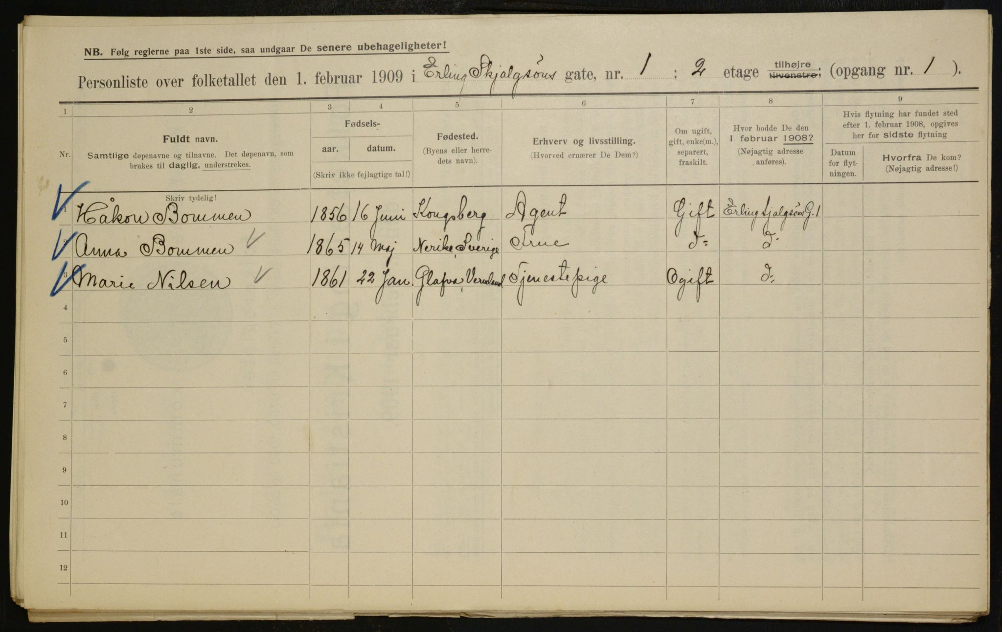 OBA, Municipal Census 1909 for Kristiania, 1909, p. 19868