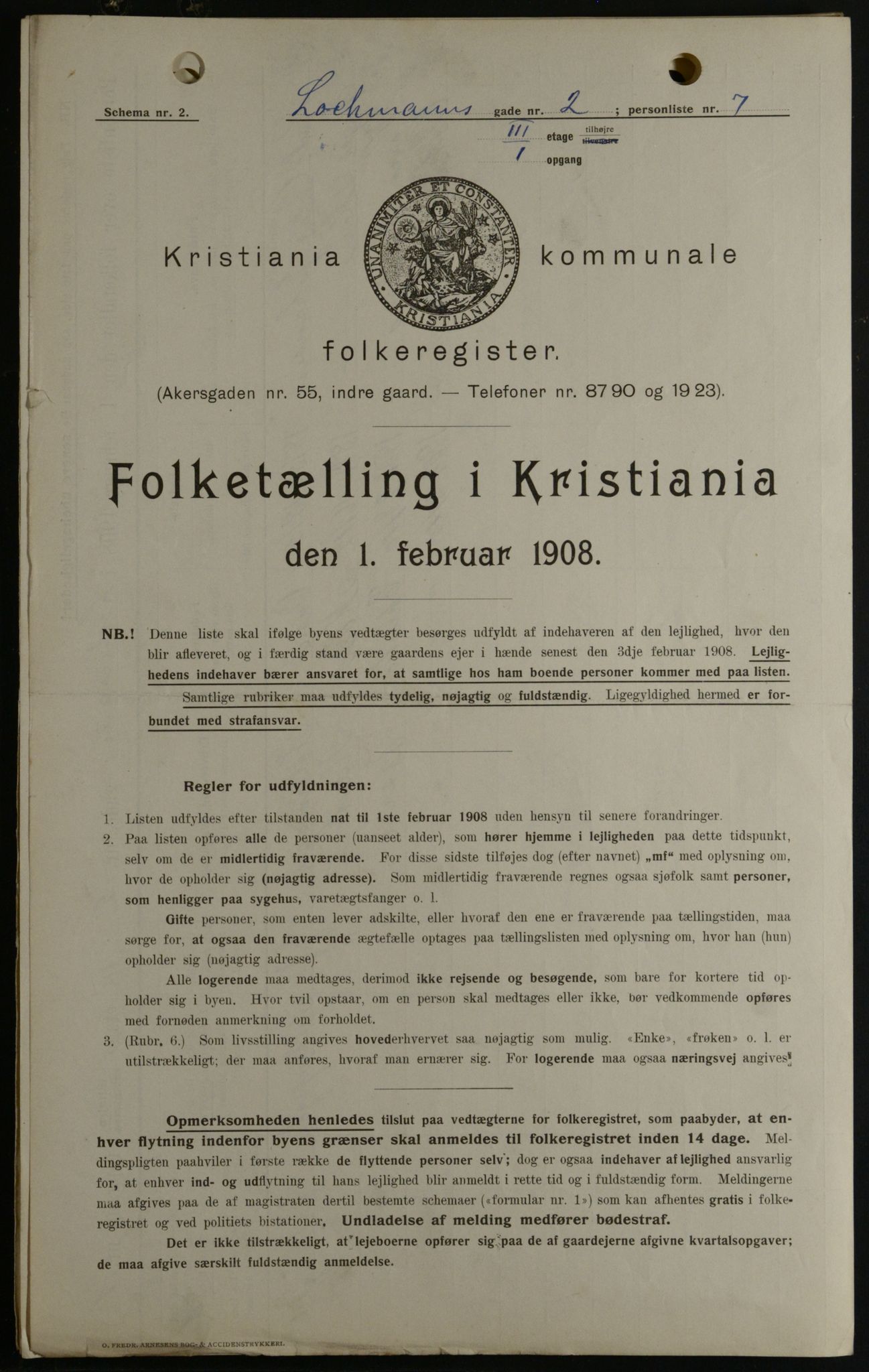 OBA, Municipal Census 1908 for Kristiania, 1908, p. 73443