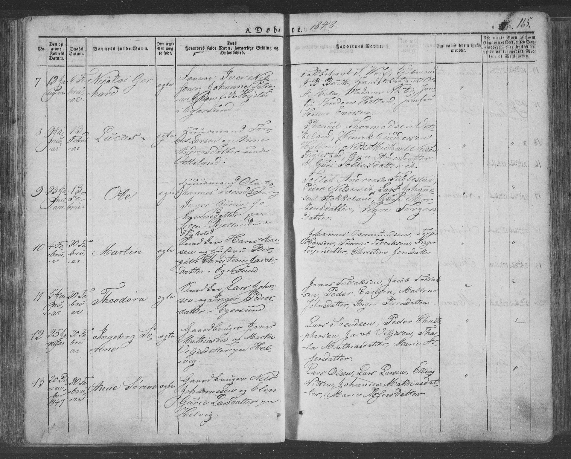 Eigersund sokneprestkontor, AV/SAST-A-101807/001/30/30BA/L0009: Parish register (official) no. A 9, 1827-1850, p. 165