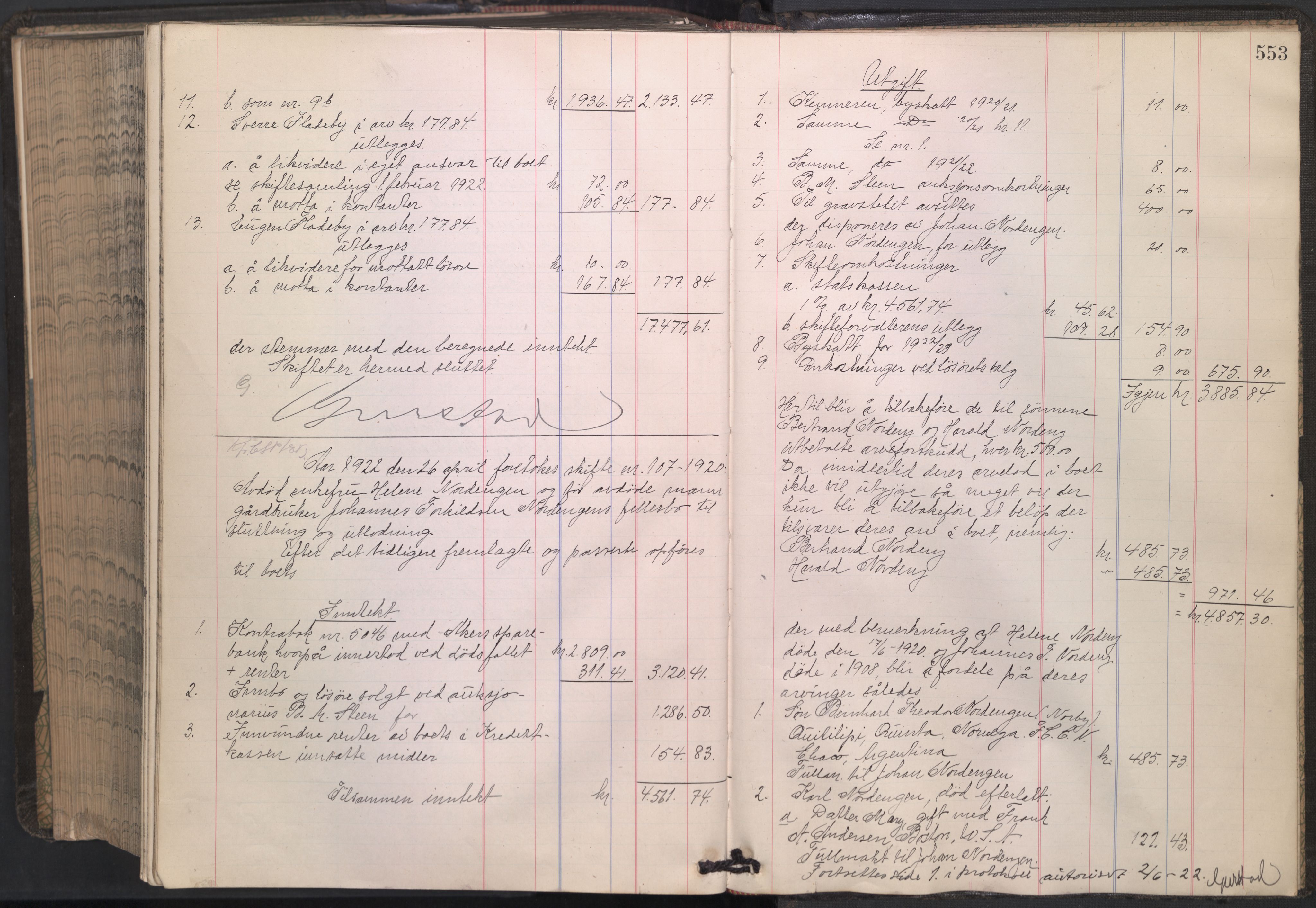 Oslo skifterett, AV/SAO-A-10383/H/Hd/Hdc/L0010: Skifteutlodningsprotokoll, 1919-1922, p. 553