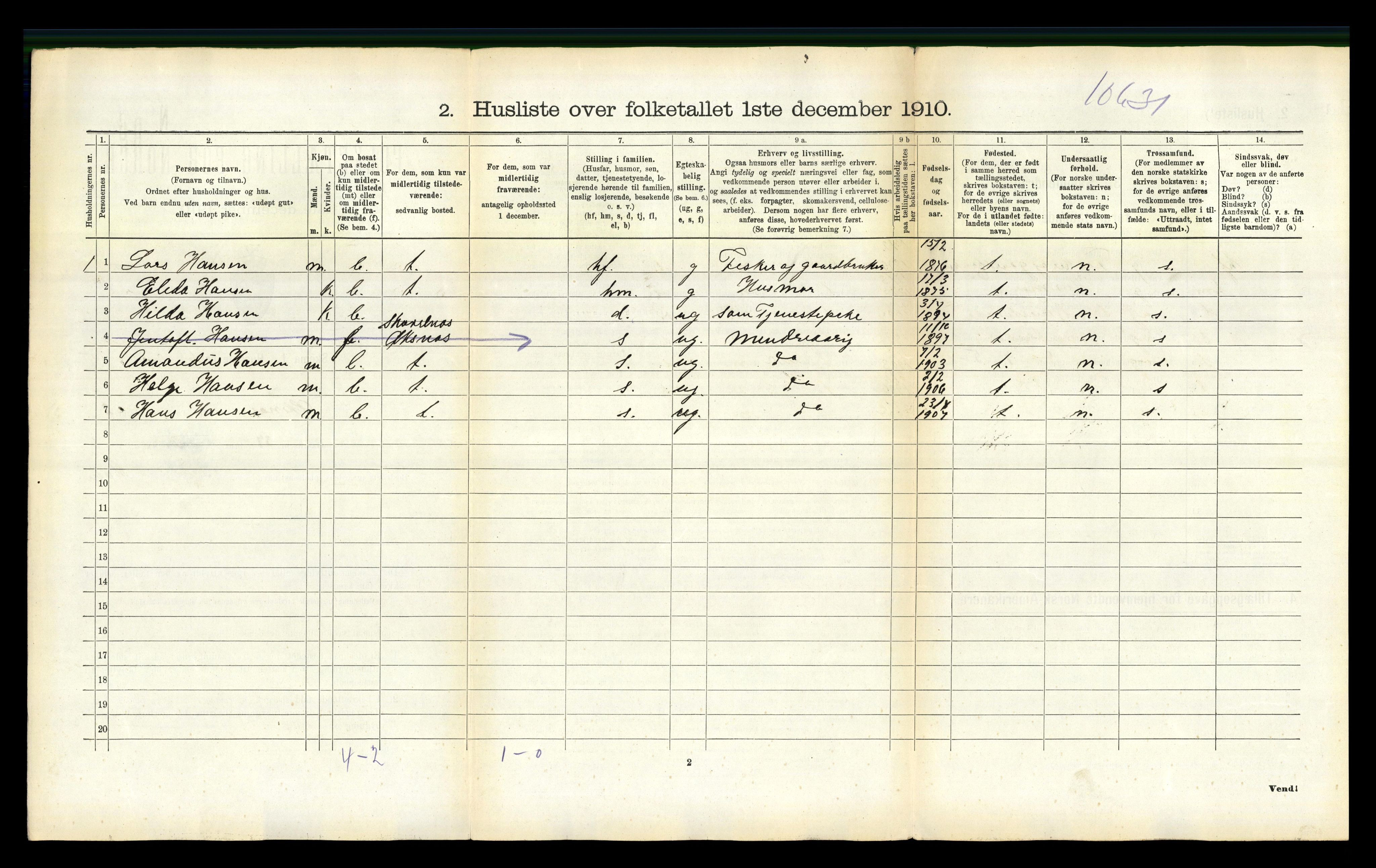 RA, 1910 census for Øksnes, 1910, p. 329