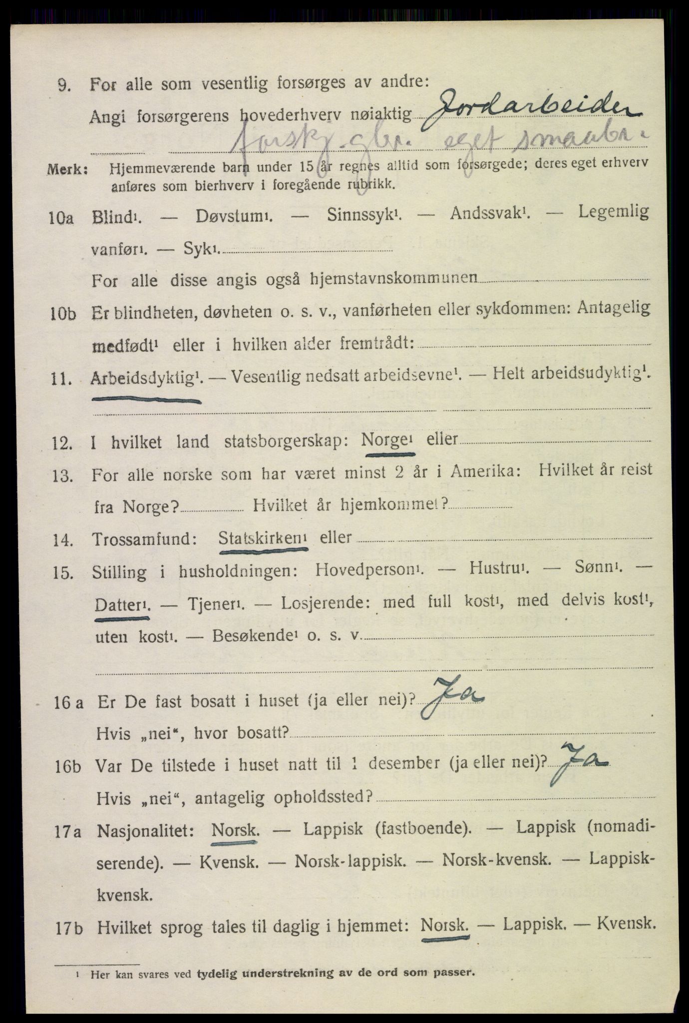 SAT, 1920 census for Sortland, 1920, p. 2775