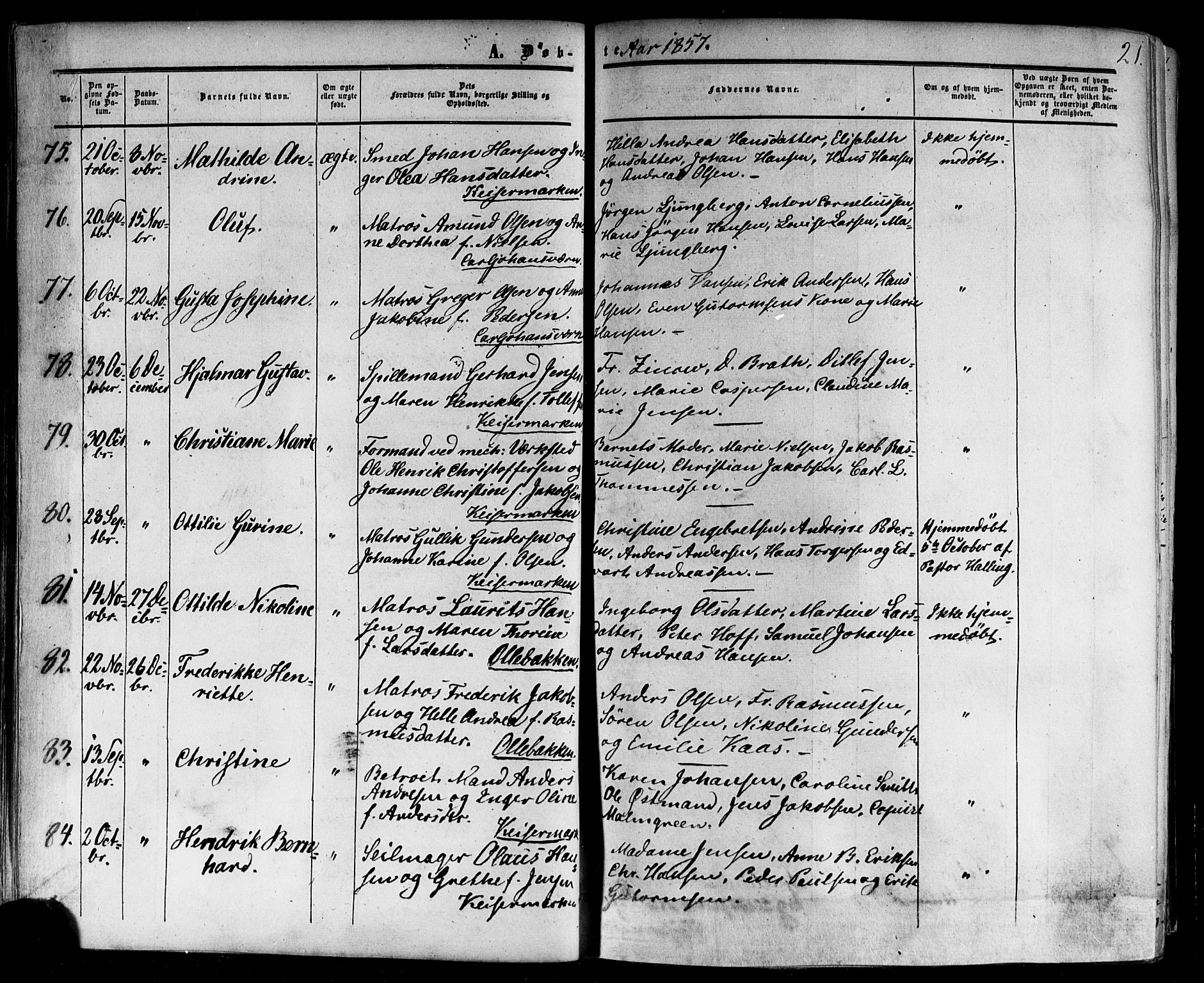 Horten kirkebøker, AV/SAKO-A-348/F/Fa/L0001: Parish register (official) no. 1, 1855-1871, p. 21