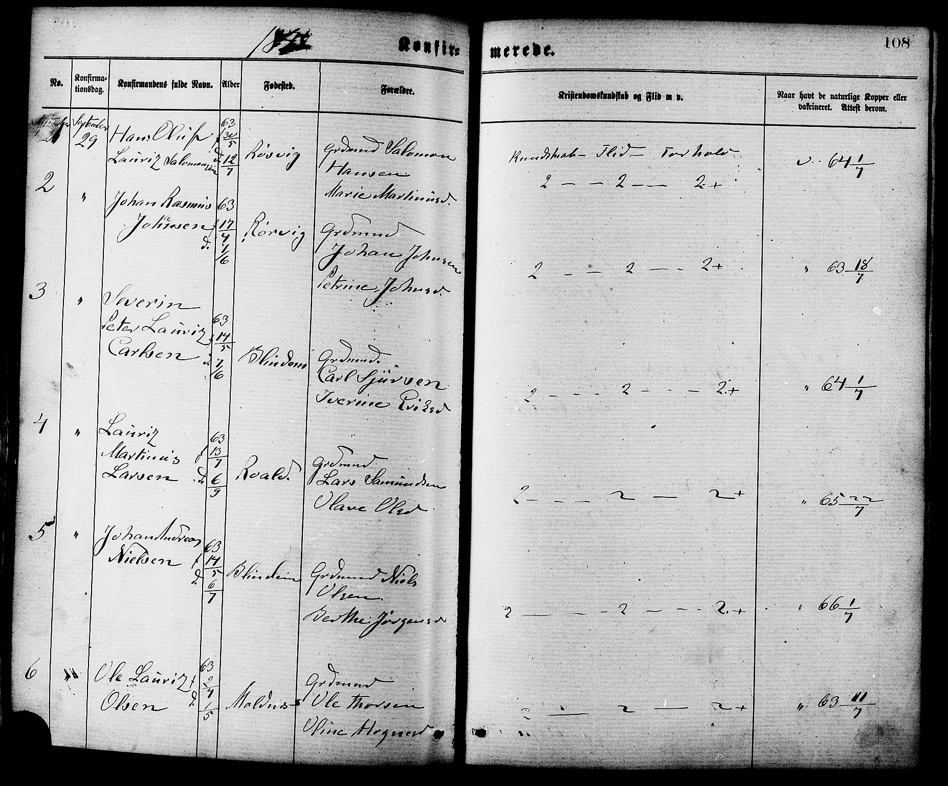 Ministerialprotokoller, klokkerbøker og fødselsregistre - Møre og Romsdal, SAT/A-1454/537/L0519: Parish register (official) no. 537A03, 1876-1889, p. 108