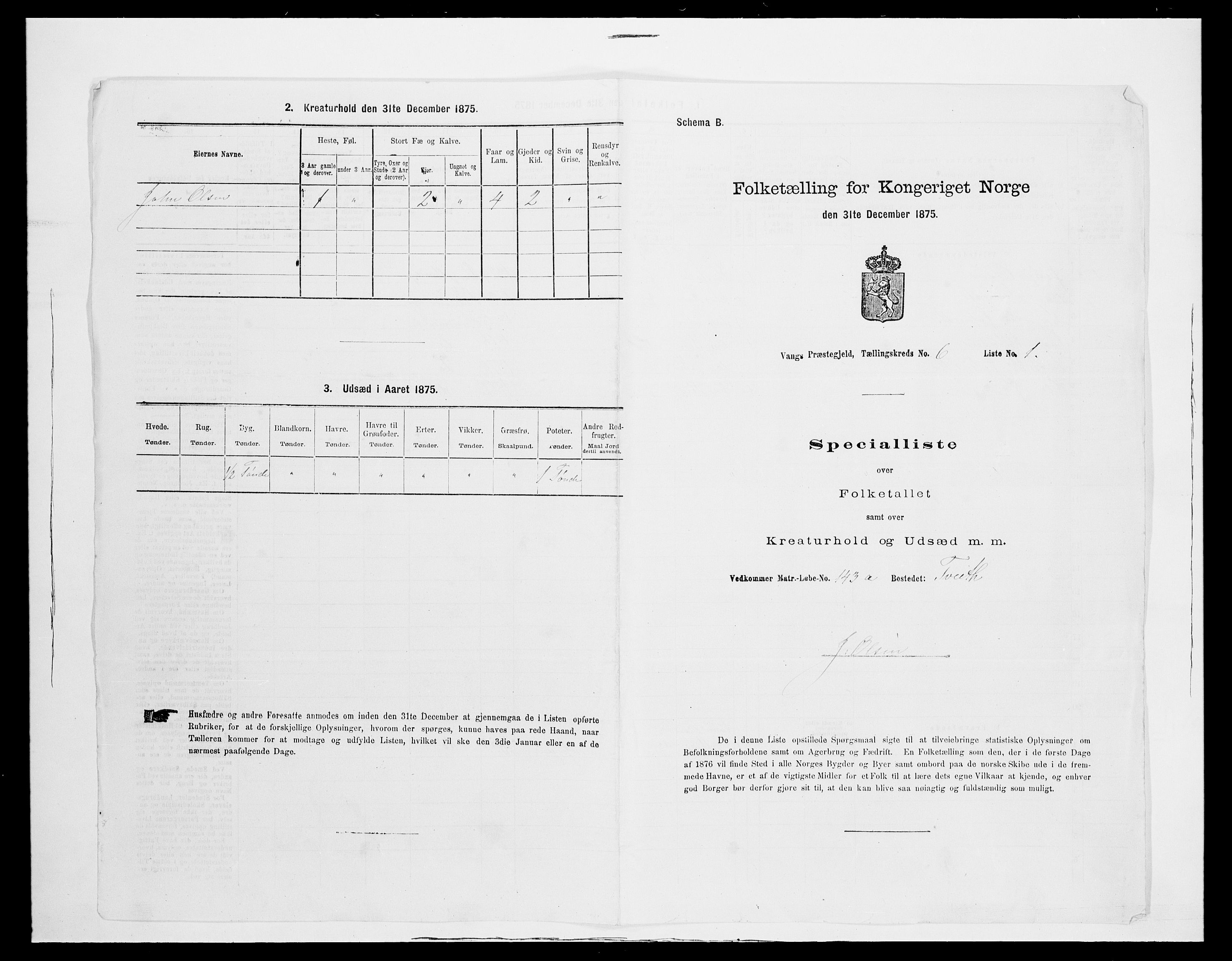 SAH, 1875 census for 0545P Vang, 1875, p. 555