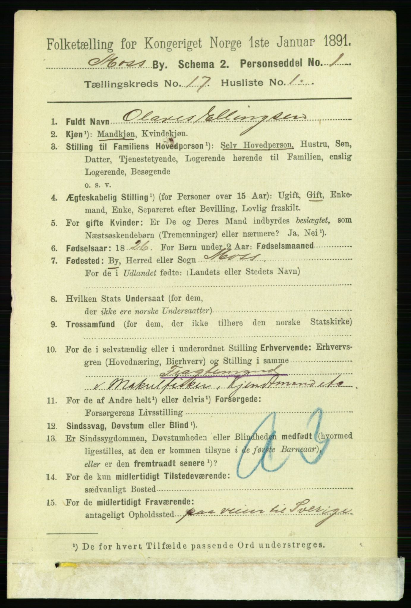 RA, 1891 census for 0104 Moss, 1891, p. 7900