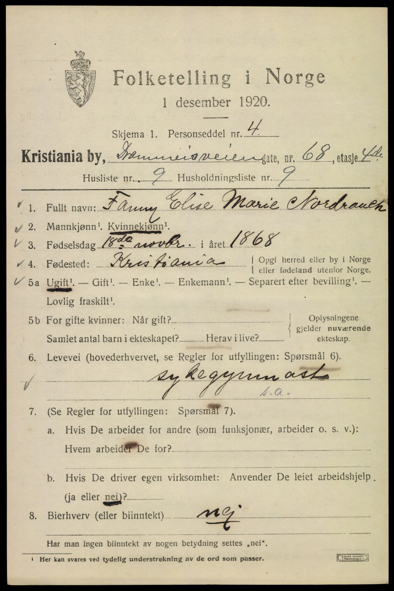 SAO, 1920 census for Kristiania, 1920, p. 202289