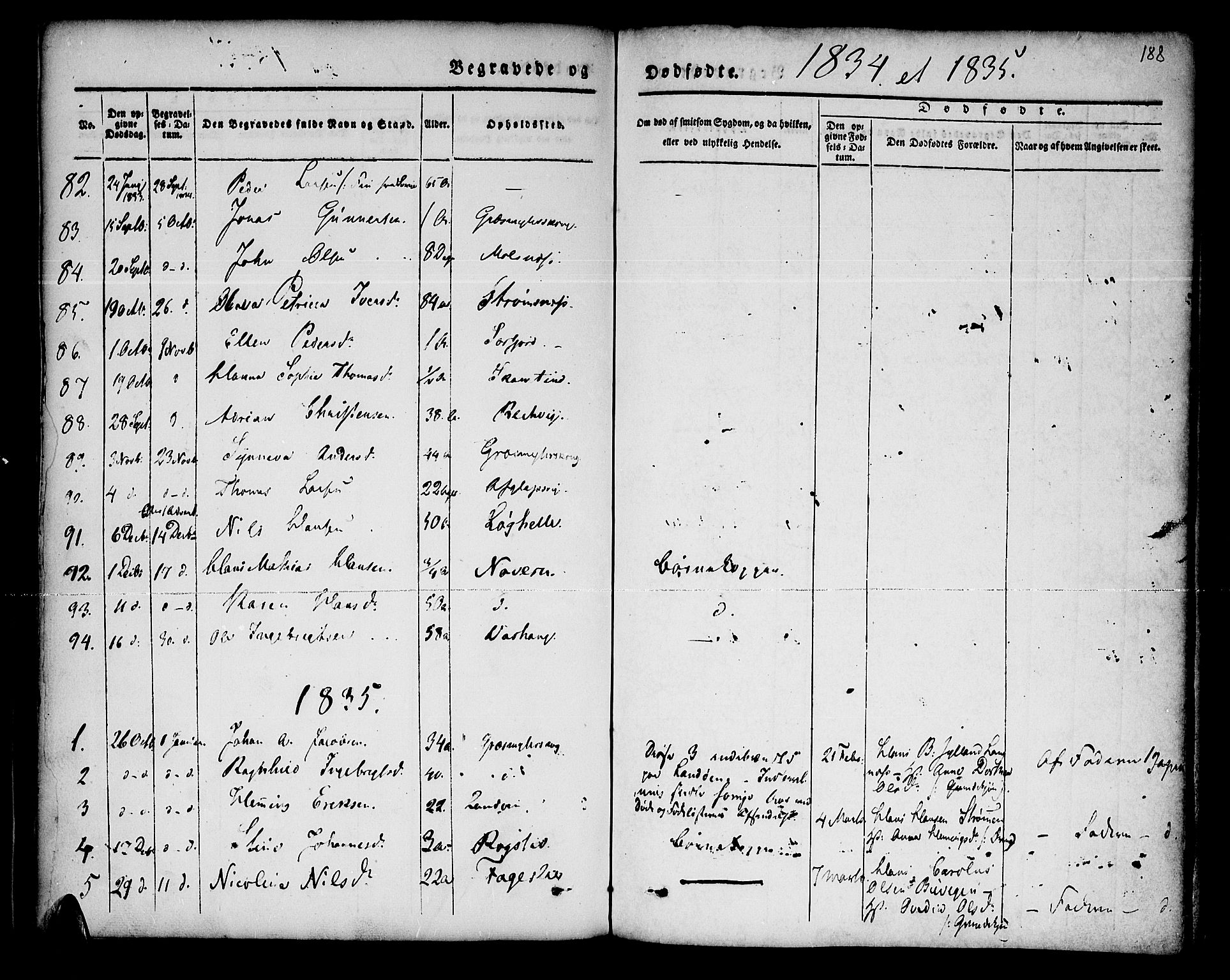 Lenvik sokneprestembete, SATØ/S-1310/H/Ha/Haa/L0004kirke: Parish register (official) no. 4, 1832-1844, p. 188