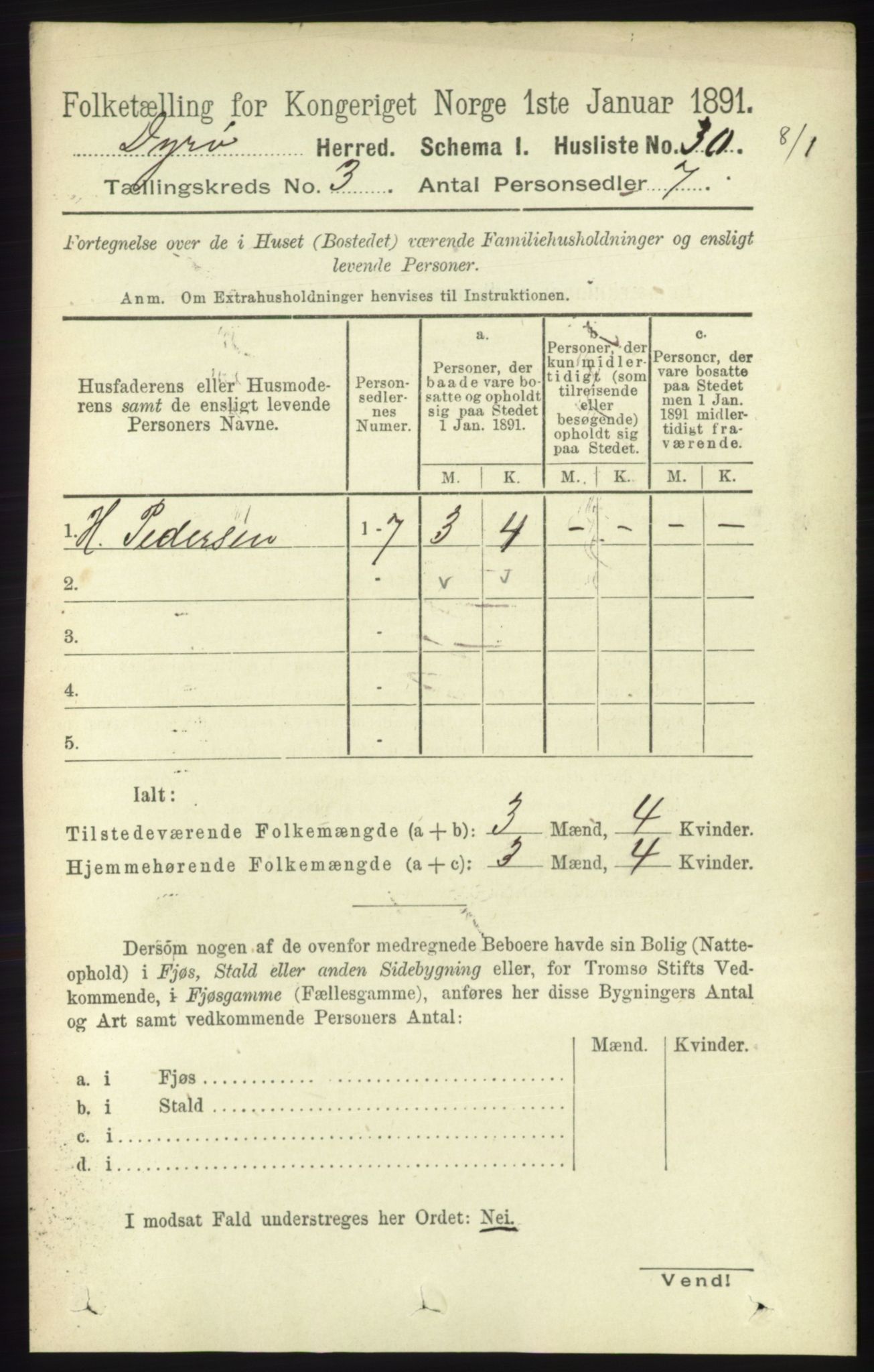 RA, 1891 census for 1926 Dyrøy, 1891, p. 1134