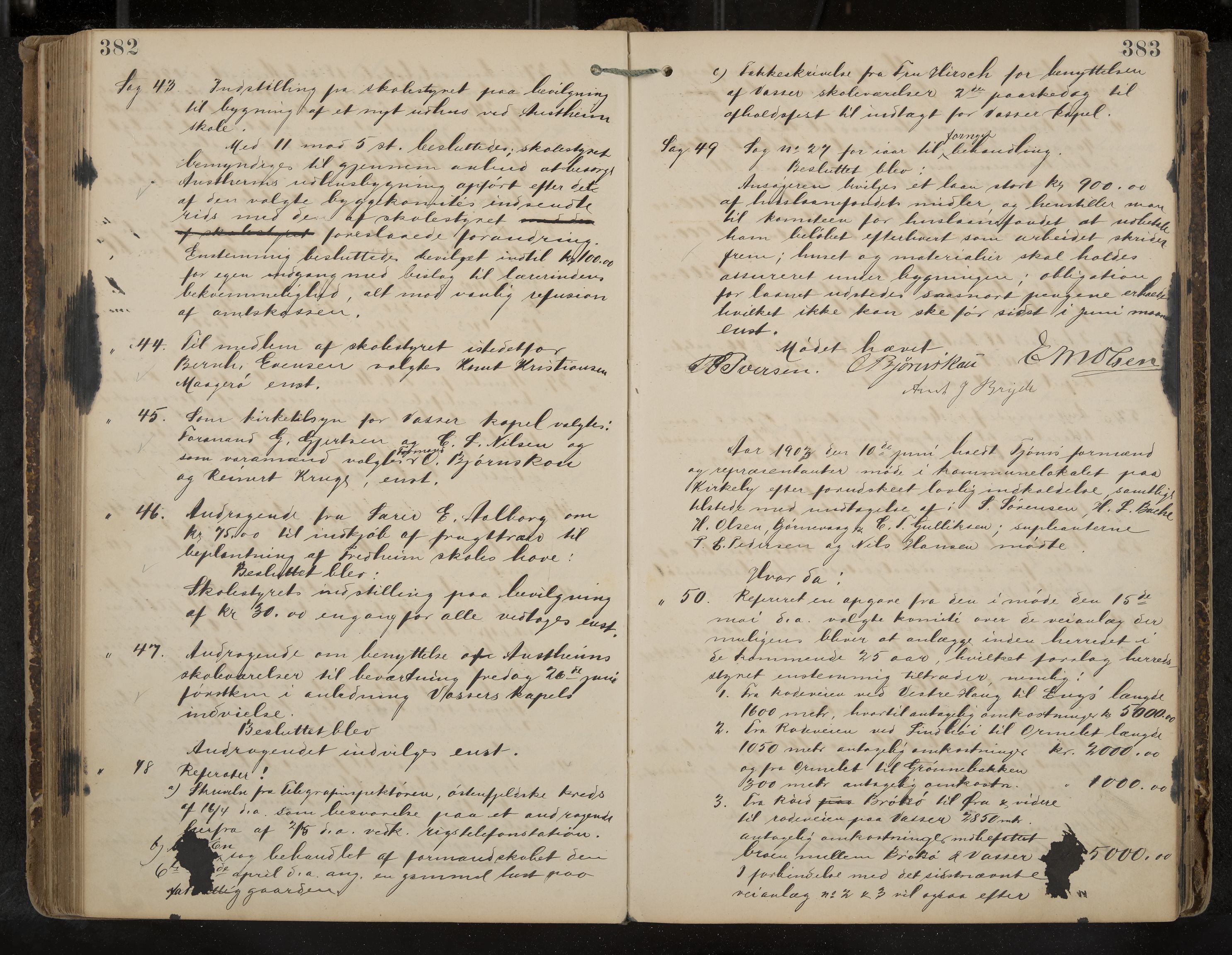 Tjøme formannskap og sentraladministrasjon, IKAK/0723021-1/A/L0003: Møtebok, 1886-1915, p. 382-383