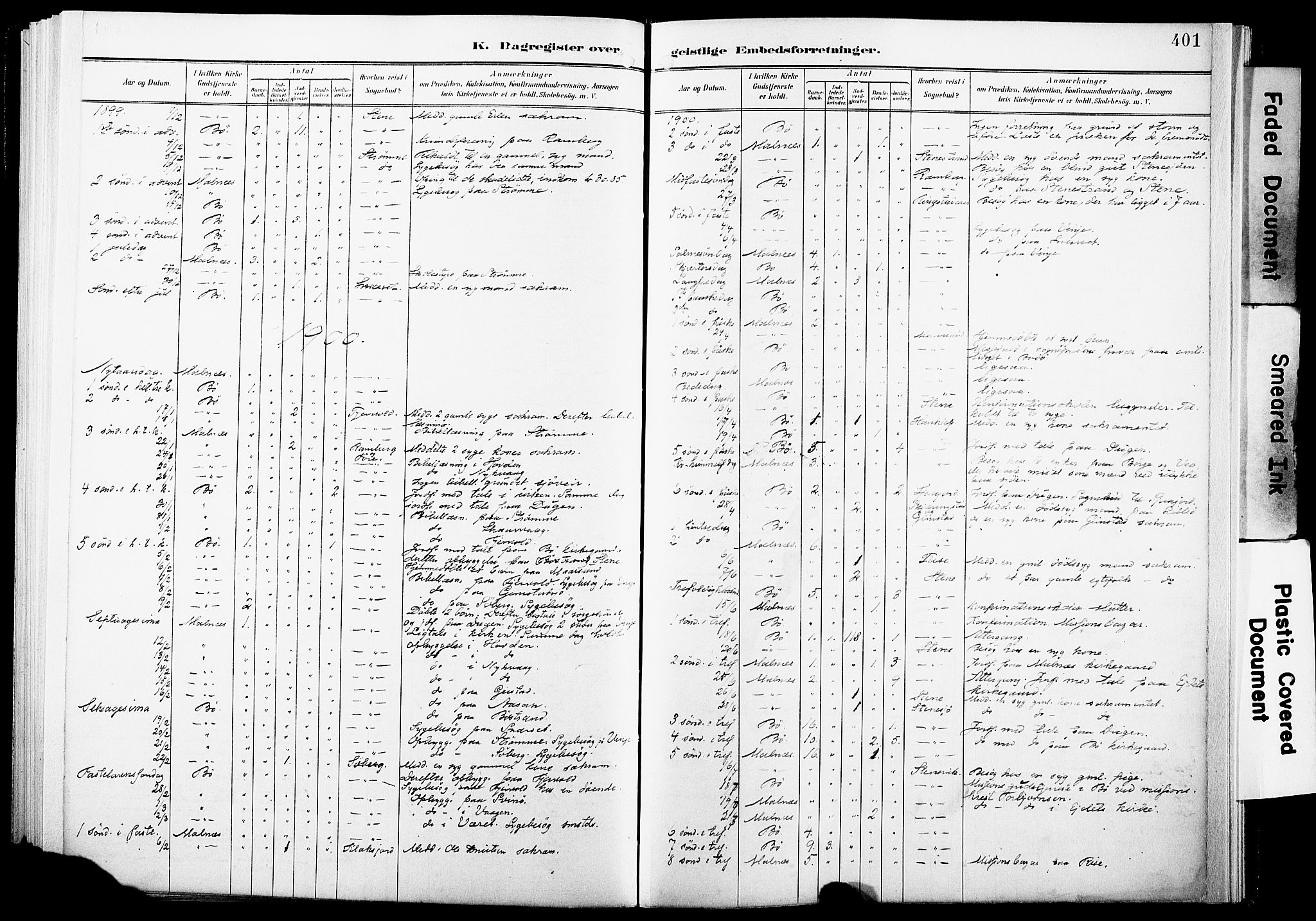 Ministerialprotokoller, klokkerbøker og fødselsregistre - Nordland, AV/SAT-A-1459/891/L1305: Parish register (official) no. 891A10, 1895-1921, p. 401