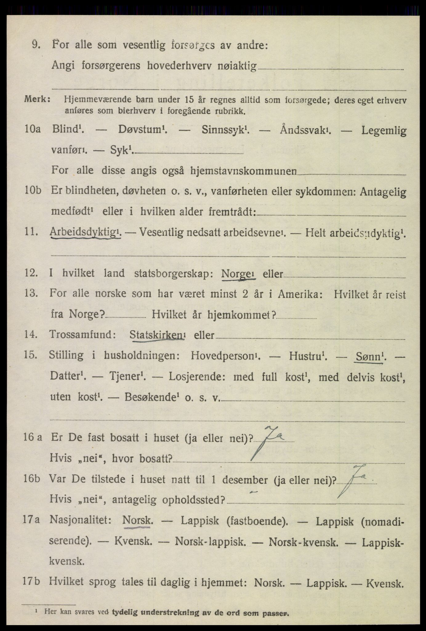 SAT, 1920 census for Tydal, 1920, p. 1718