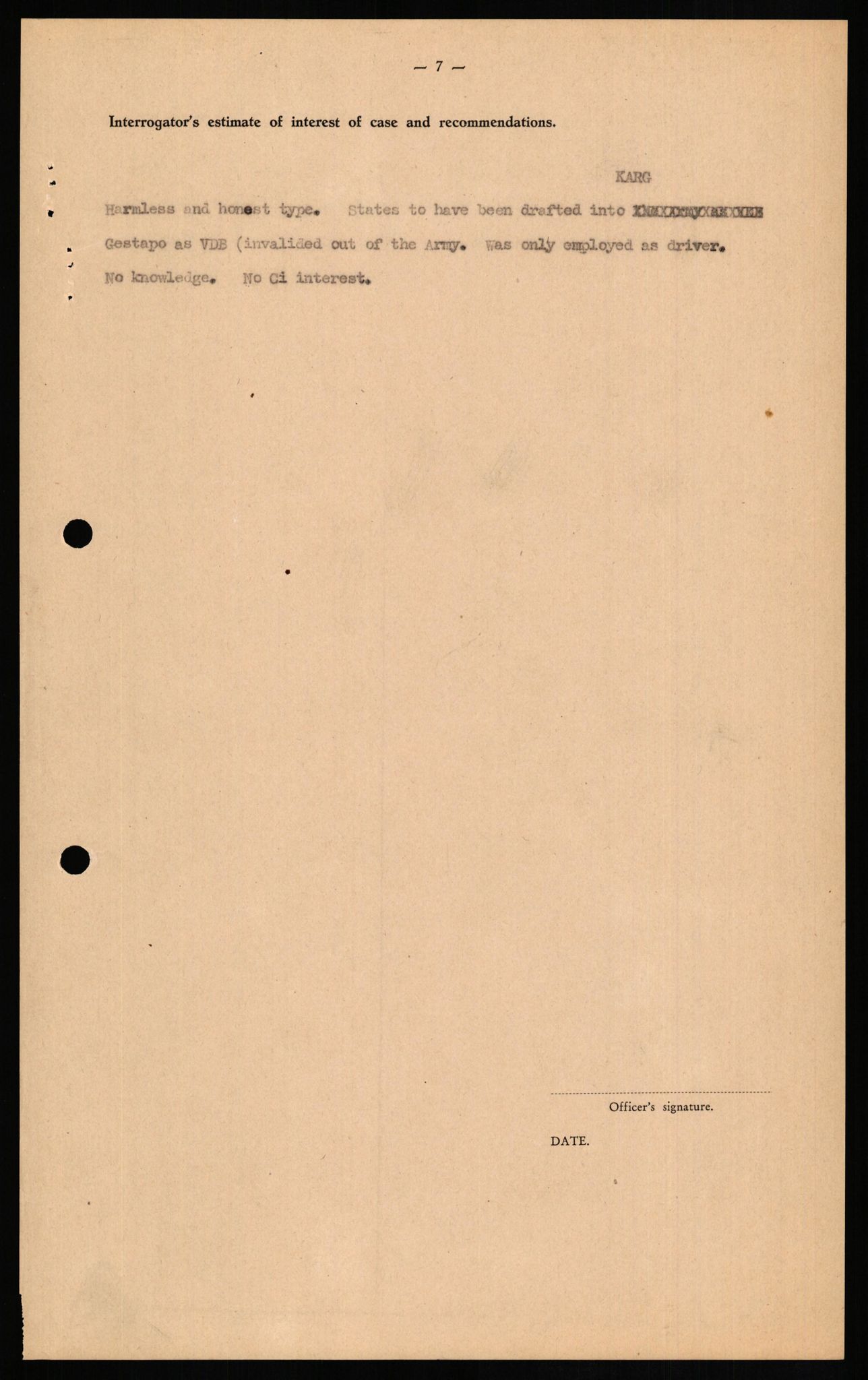 Forsvaret, Forsvarets overkommando II, RA/RAFA-3915/D/Db/L0015: CI Questionaires. Tyske okkupasjonsstyrker i Norge. Tyskere., 1945-1946, p. 413