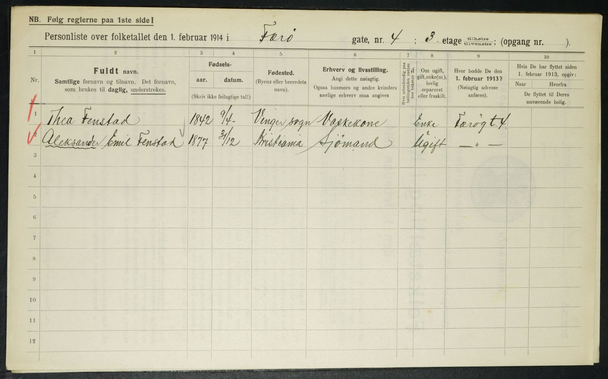 OBA, Municipal Census 1914 for Kristiania, 1914, p. 2658