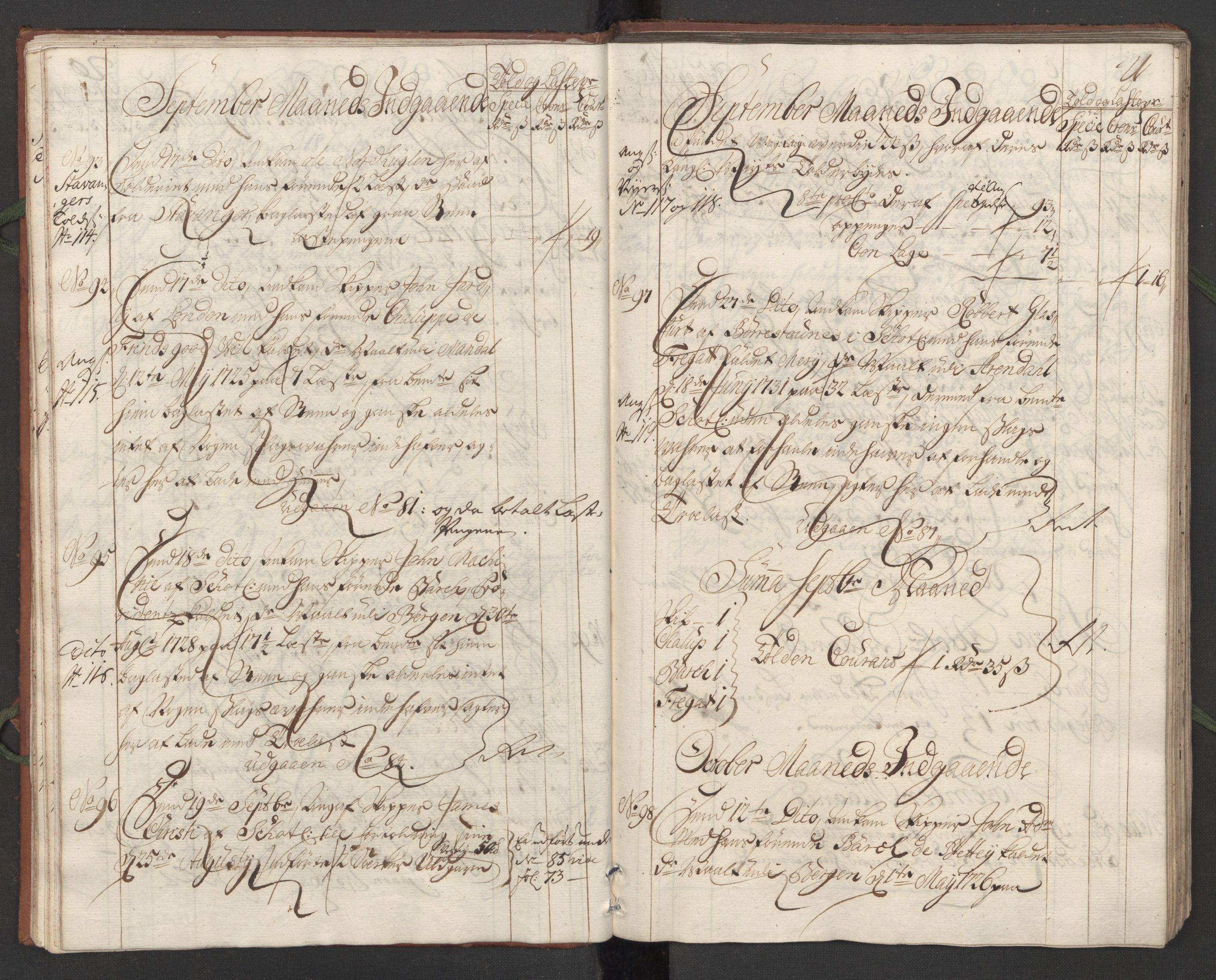 Generaltollkammeret, tollregnskaper, AV/RA-EA-5490/R24/L0008/0001: Tollregnskaper Sunnhordland / Hovedtollbok, 1731, p. 20b-21a