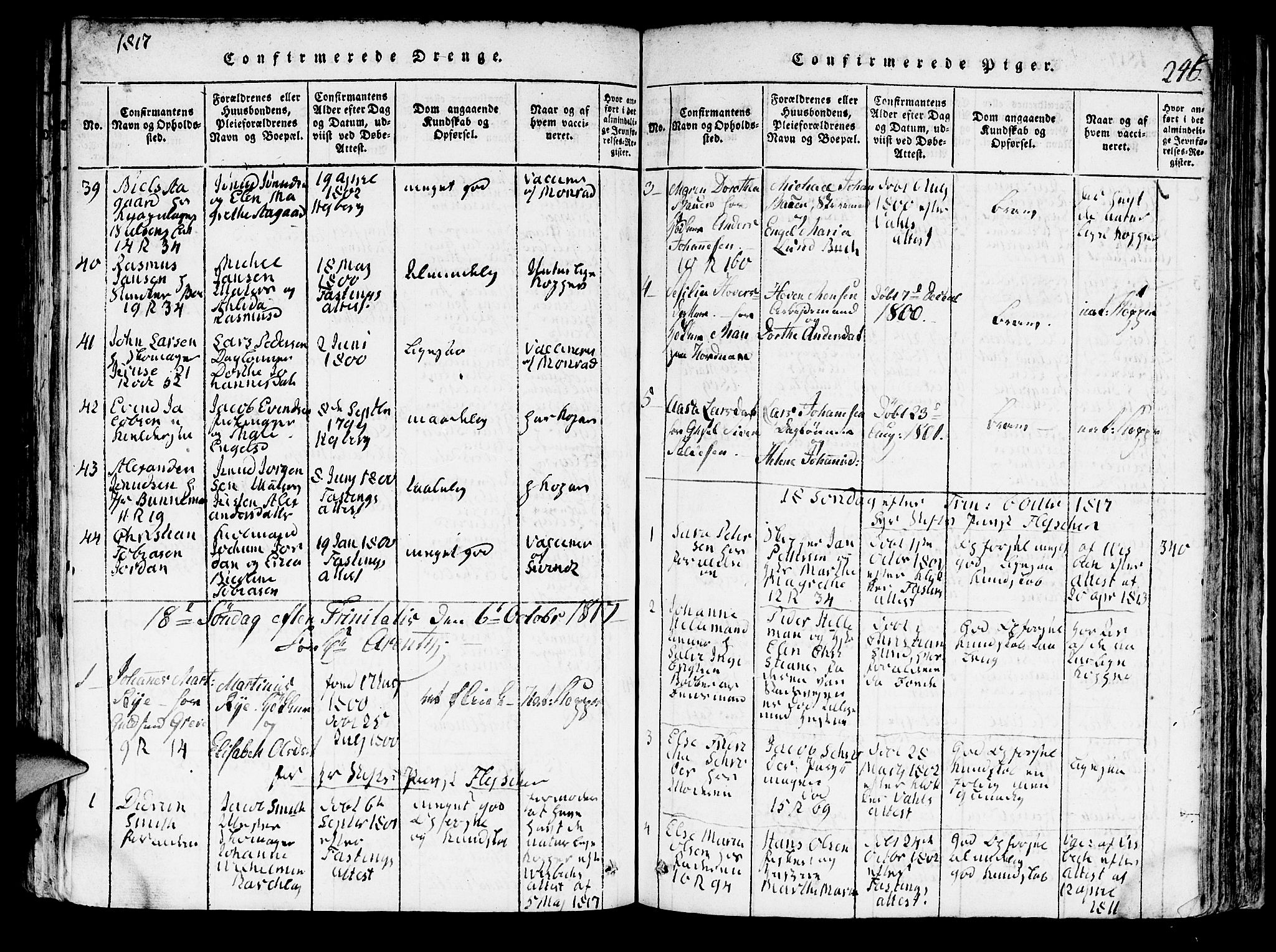 Domkirken sokneprestembete, SAB/A-74801/H/Hab/L0001: Parish register (copy) no. A 1, 1816-1821, p. 246