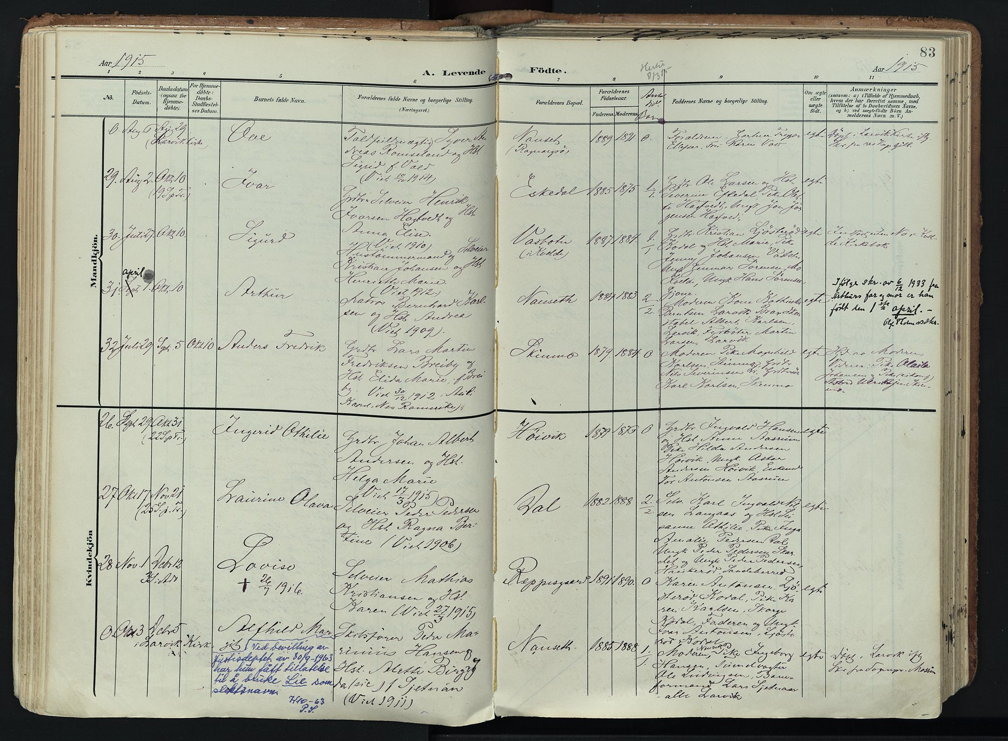 Hedrum kirkebøker, SAKO/A-344/F/Fa/L0010: Parish register (official) no. I 10, 1904-1918, p. 83
