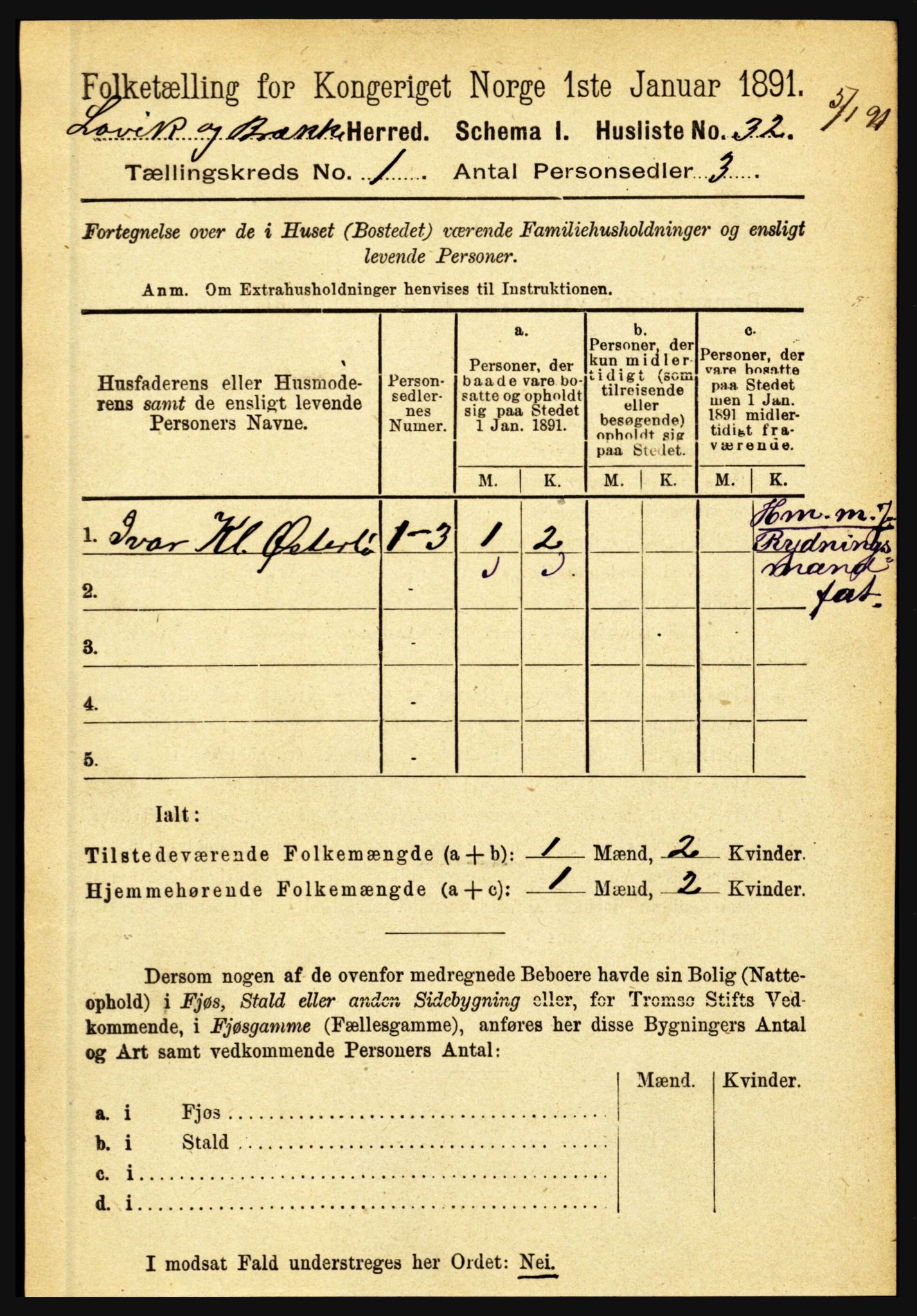 RA, 1891 census for 1415 Lavik og Brekke, 1891, p. 64