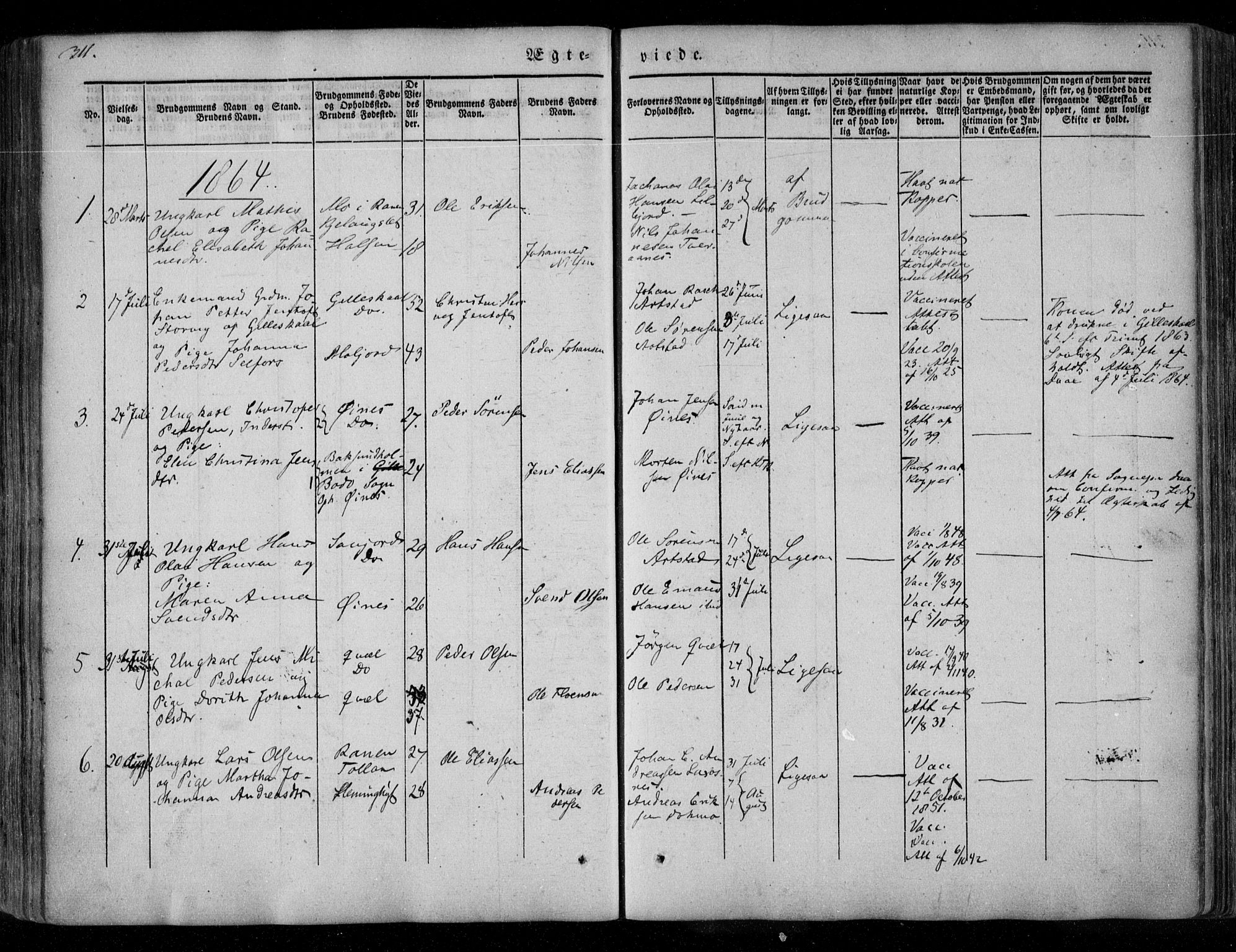 Ministerialprotokoller, klokkerbøker og fødselsregistre - Nordland, AV/SAT-A-1459/846/L0644: Parish register (official) no. 846A02, 1837-1872, p. 311