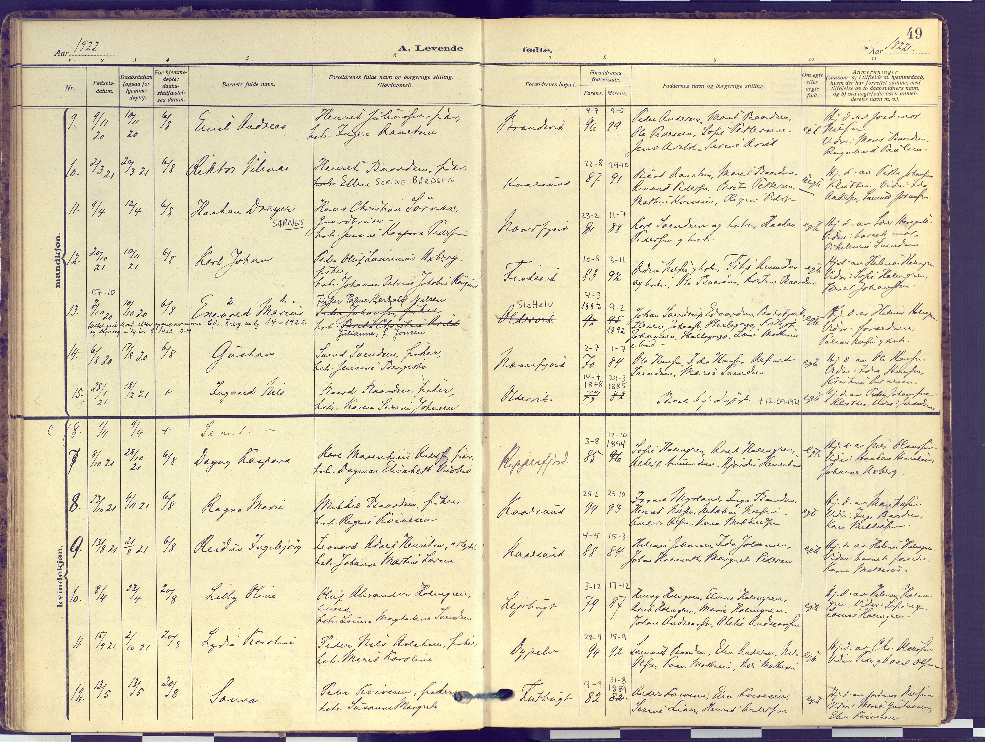 Hammerfest sokneprestkontor, SATØ/S-1347: Parish register (official) no. 16, 1908-1923, p. 49