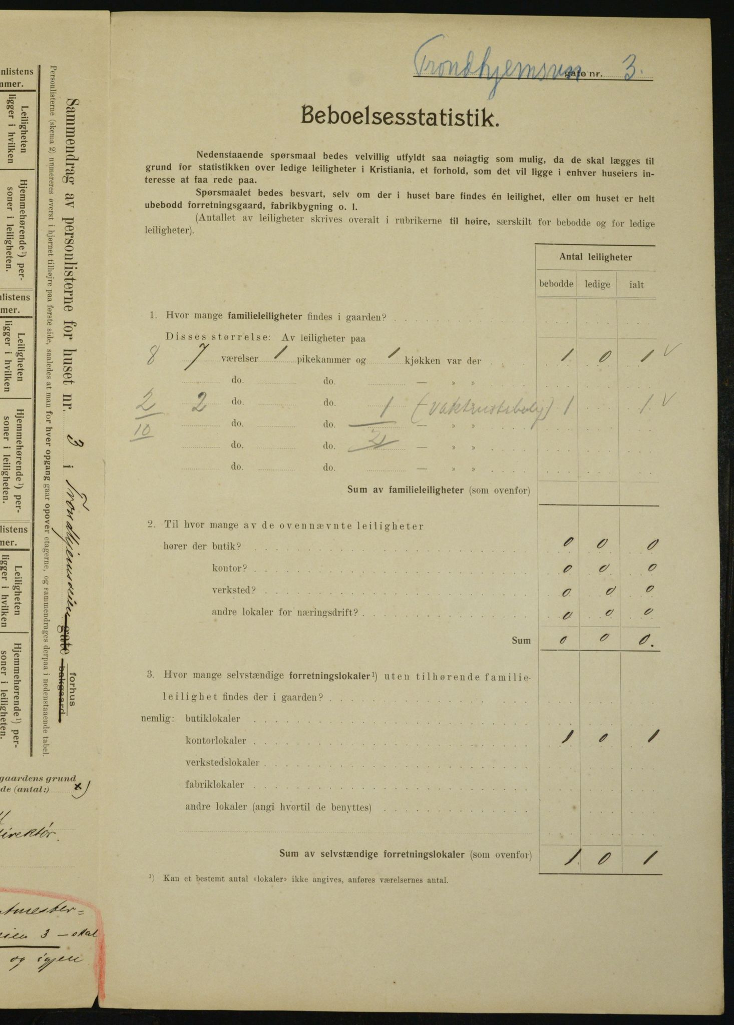 OBA, Municipal Census 1910 for Kristiania, 1910, p. 110088