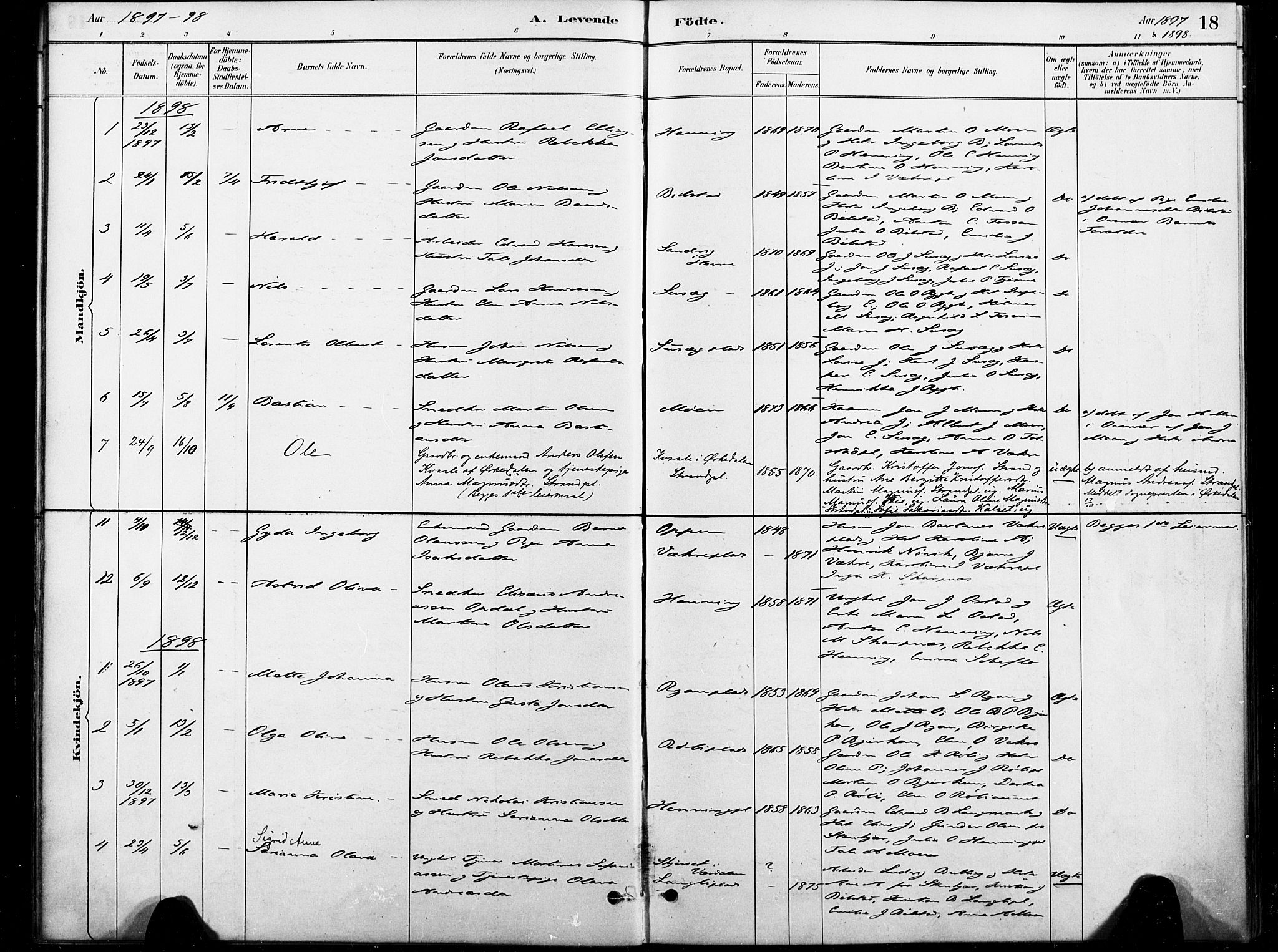 Ministerialprotokoller, klokkerbøker og fødselsregistre - Nord-Trøndelag, SAT/A-1458/738/L0364: Parish register (official) no. 738A01, 1884-1902, p. 18