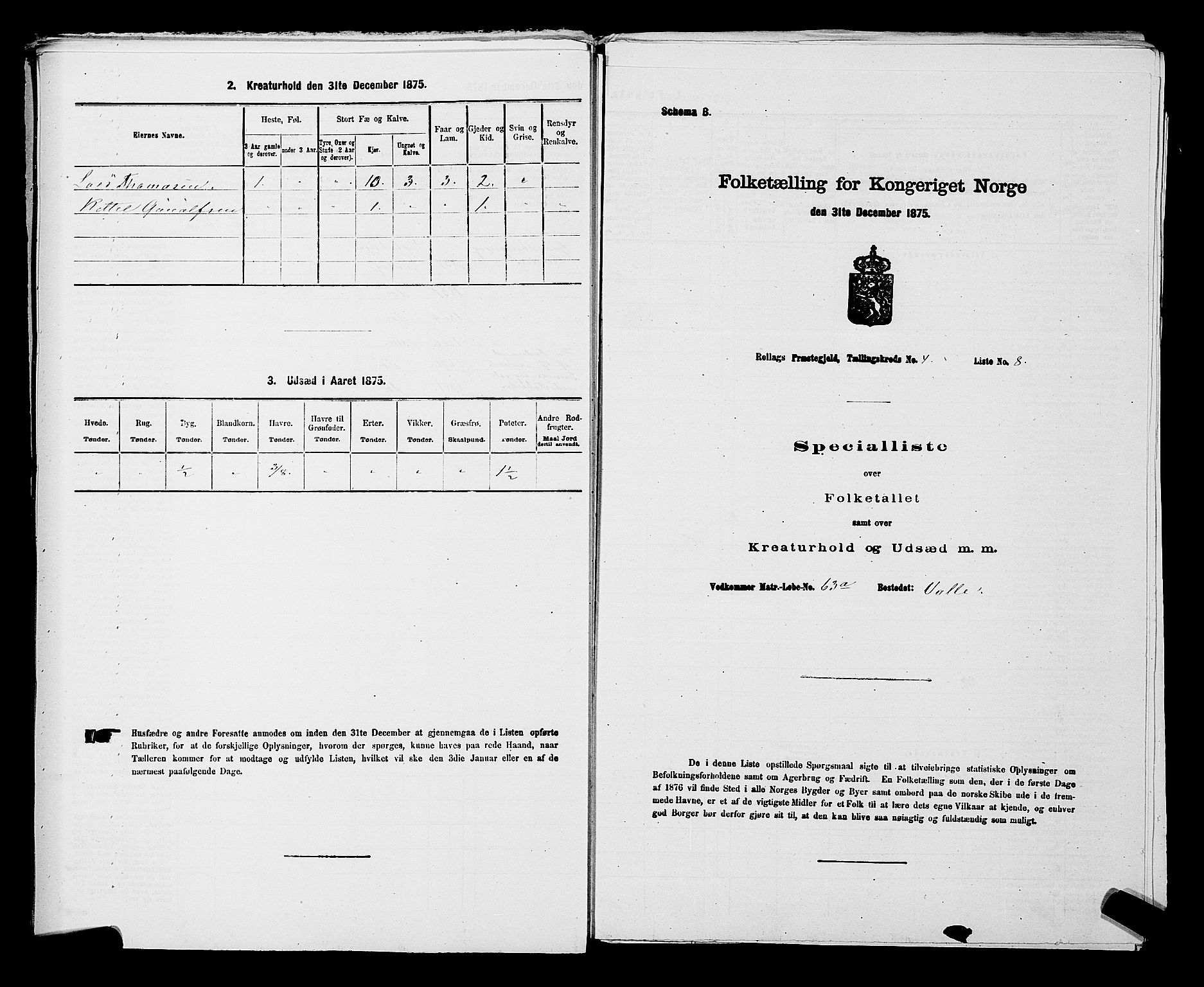 SAKO, 1875 census for 0632P Rollag, 1875, p. 265