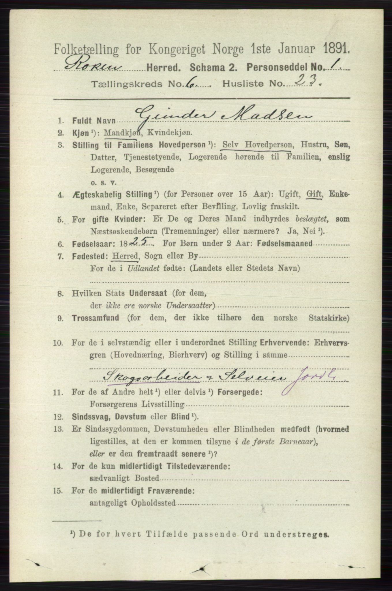 RA, 1891 census for 0627 Røyken, 1891, p. 3754