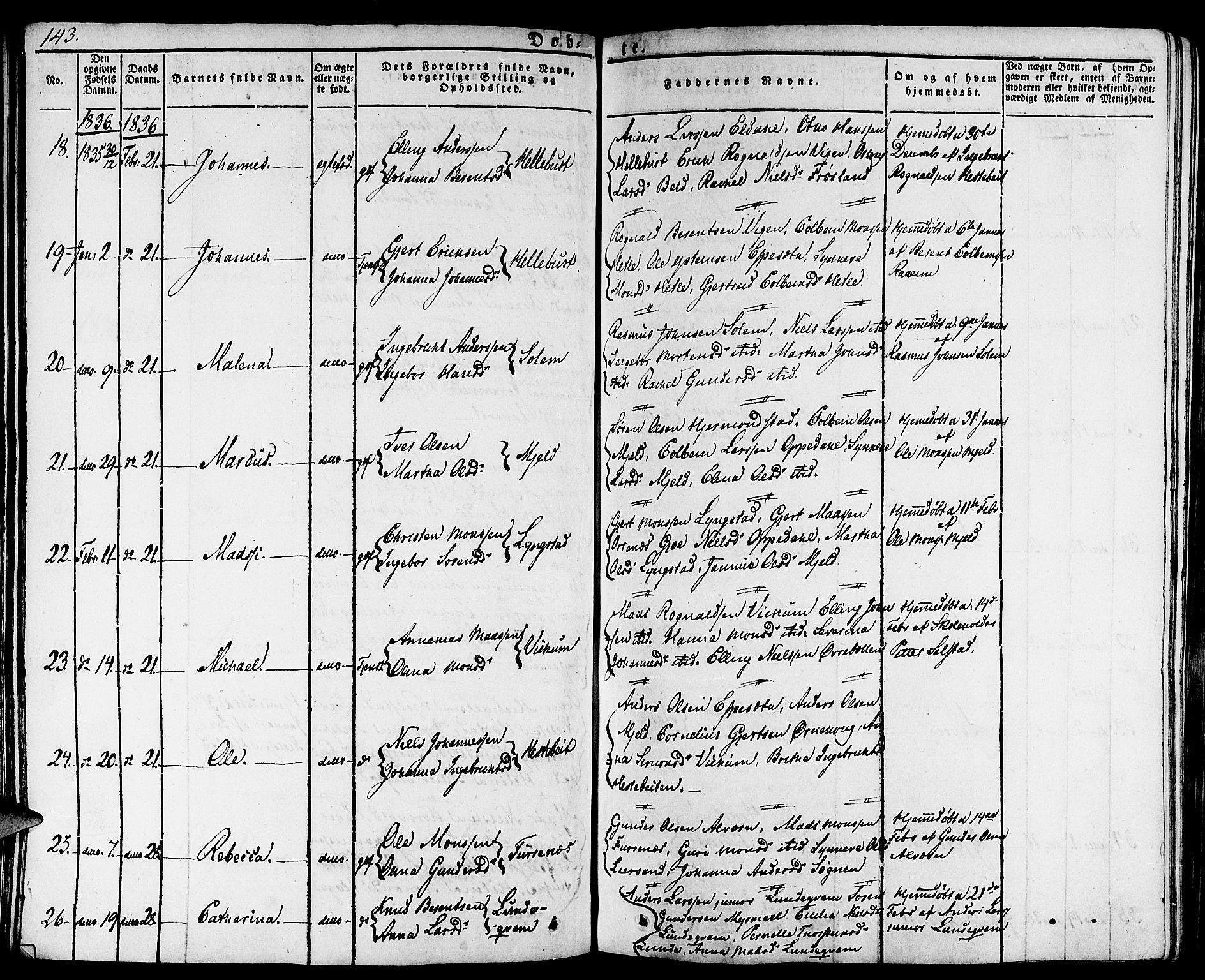 Gaular sokneprestembete, AV/SAB-A-80001/H/Haa: Parish register (official) no. A 3, 1821-1840, p. 143