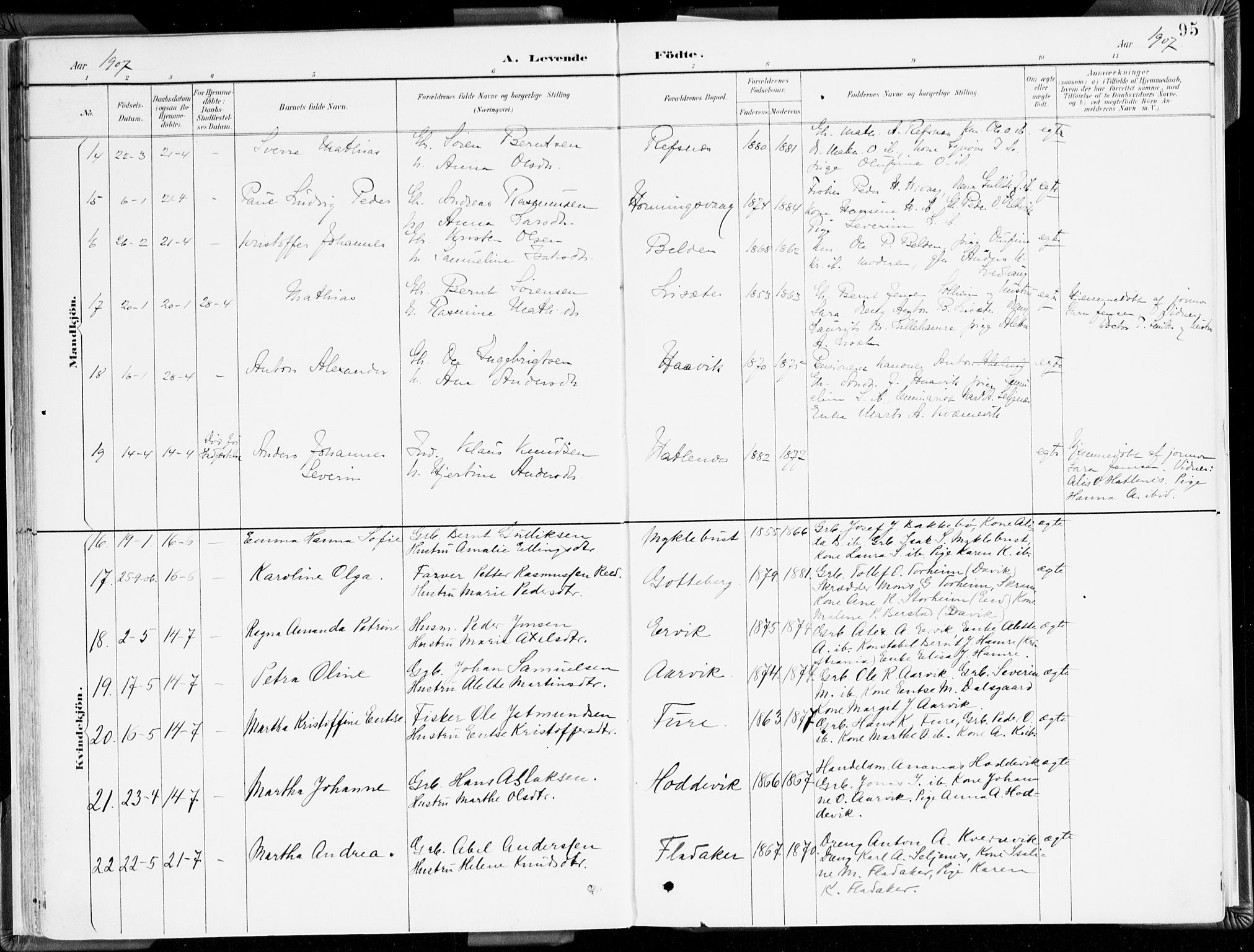 Selje sokneprestembete, AV/SAB-A-99938/H/Ha/Haa/Haab: Parish register (official) no. B 2, 1891-1907, p. 95