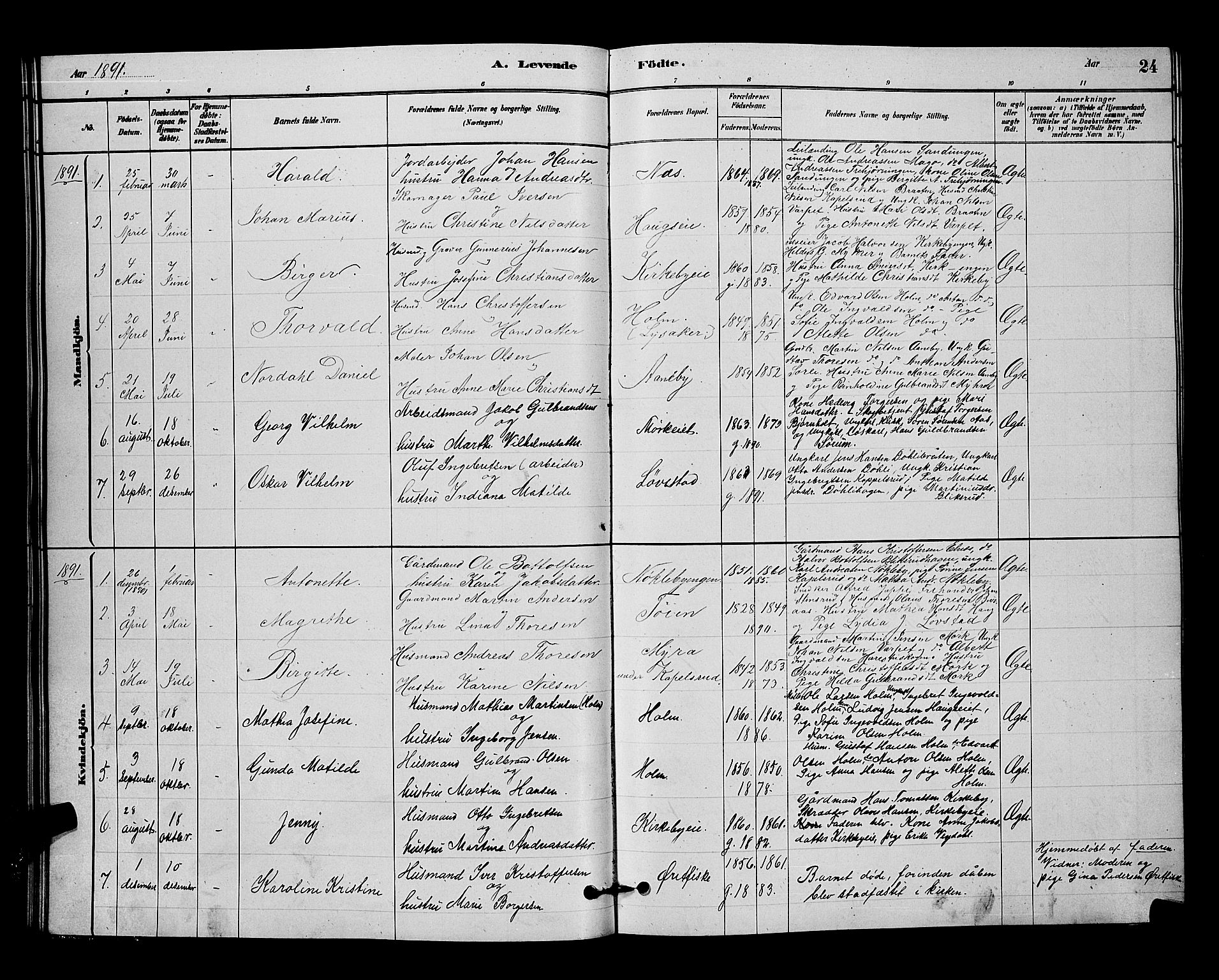 Nittedal prestekontor Kirkebøker, SAO/A-10365a/G/Gb/L0002: Parish register (copy) no. II 2, 1879-1901, p. 24