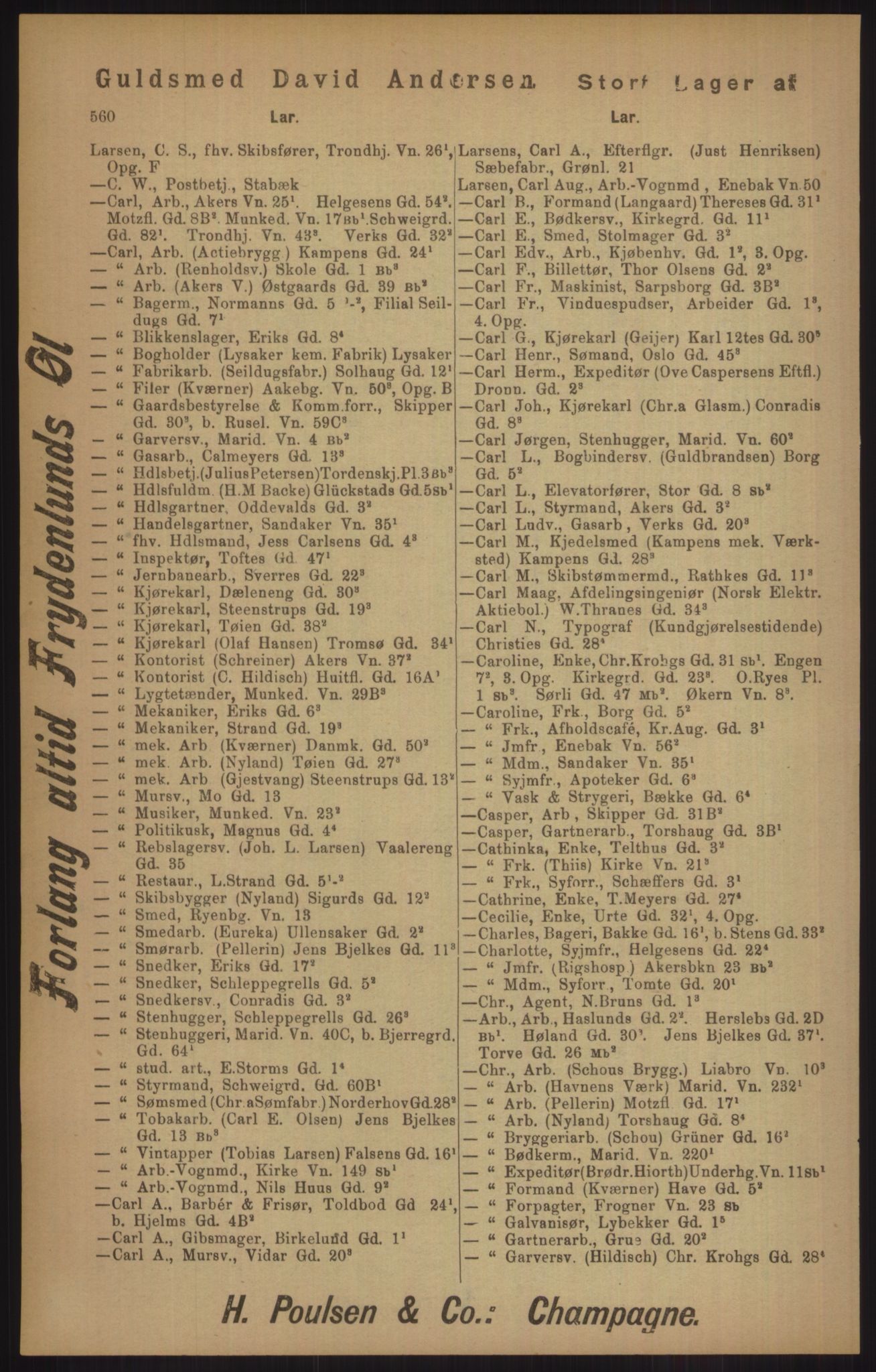 Kristiania/Oslo adressebok, PUBL/-, 1905, p. 560