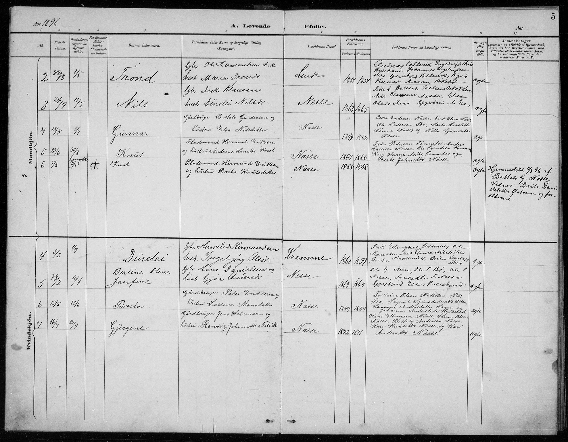 Balestrand sokneprestembete, AV/SAB-A-79601/H/Hab/Habc/L0003: Parish register (copy) no. C 3, 1895-1927, p. 5